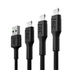Kép 1/5 - 3db Green Cell Ray USB - Lightning 30cm, 120cm, 200cm iPhone, iPad, iPod, white LED, quick charging kábel