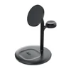 Kép 1/4 - Greencell MagScape fekete indukciós töltő állvány 3-in-1 MagSafe töltő iPhone, Apple Watch, AirPods és egyéb wireless eszközökhöz