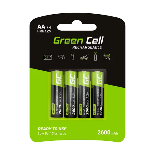 Green Cell 4x AA HR6 2600mAh tölthető elem akkumulátor