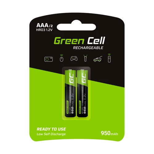 Green Cell 2x AAA HR03 950mAh tölthető elem akkumulátor