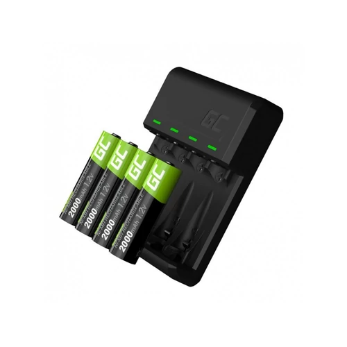 Green Cell GC VitalCharger töltő + 4db AA 2000mAh Ni-MH tölthető elem akkumulátor