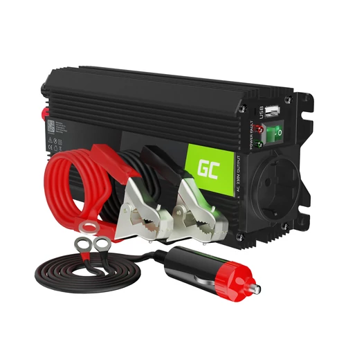 Green Cell autós inverter átalakító 24V-230V 500W/1000W USB aljzat