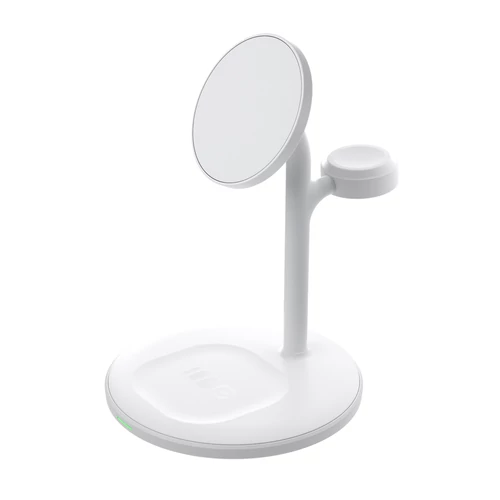 Greencell MagScape fehér indukciós töltő állvány 3-in-1 MagSafe töltő iPhone, Apple Watch, AirPods és egyéb wireless eszközökhöz