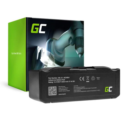 Green Cell (2.6Ah 14.4V) ABL-D1, 4624864 iRobot Roomba e5, e6, i3, i3+, i7, i7+, i8, i8+ robotporszívó akkumulátor
