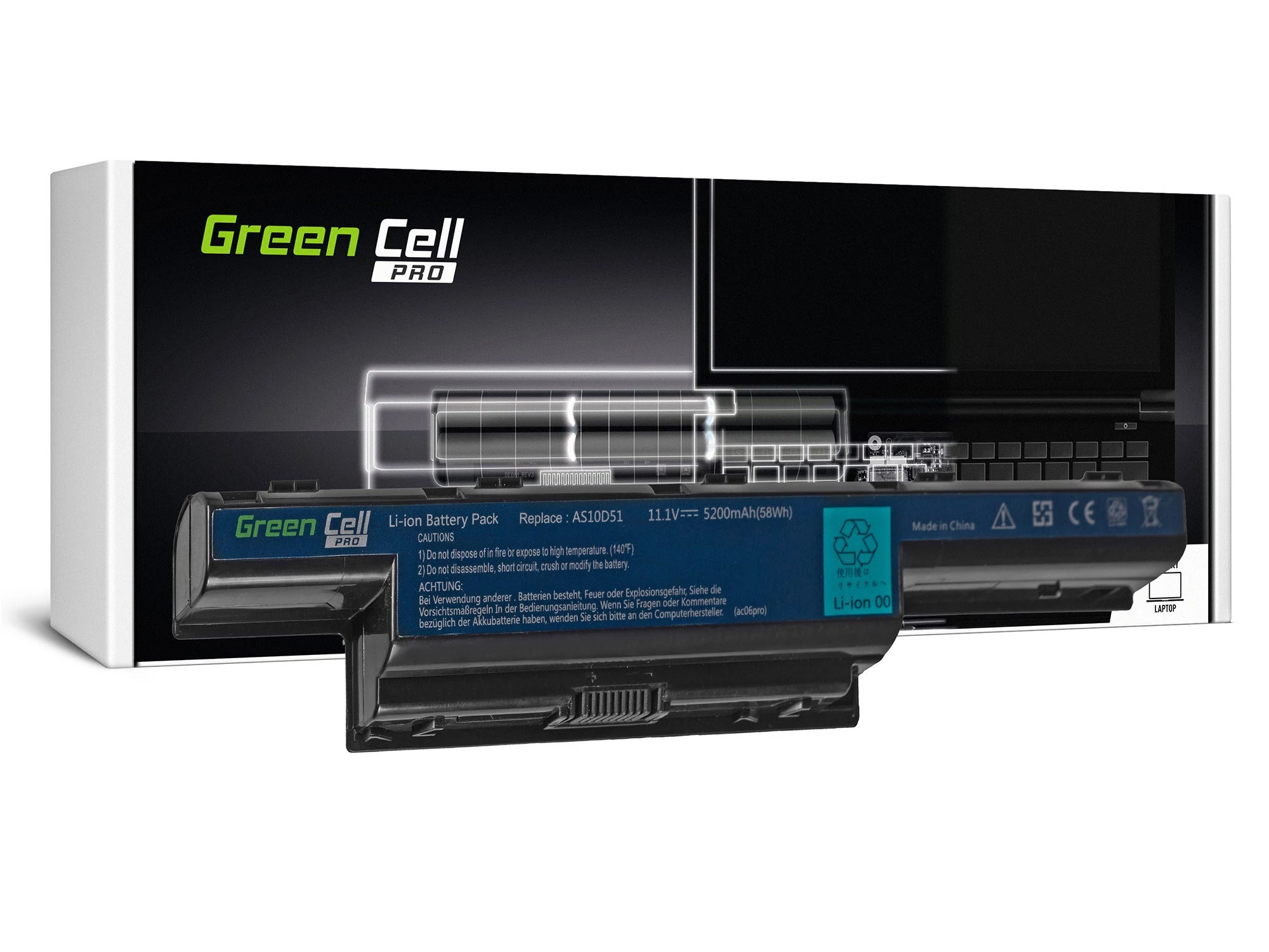 Green Cell PRO Acer Aspire 5740G 5741G 5742G 5749Z 5750G 5755G 11.1V 5200mAh laptop akkumulátor