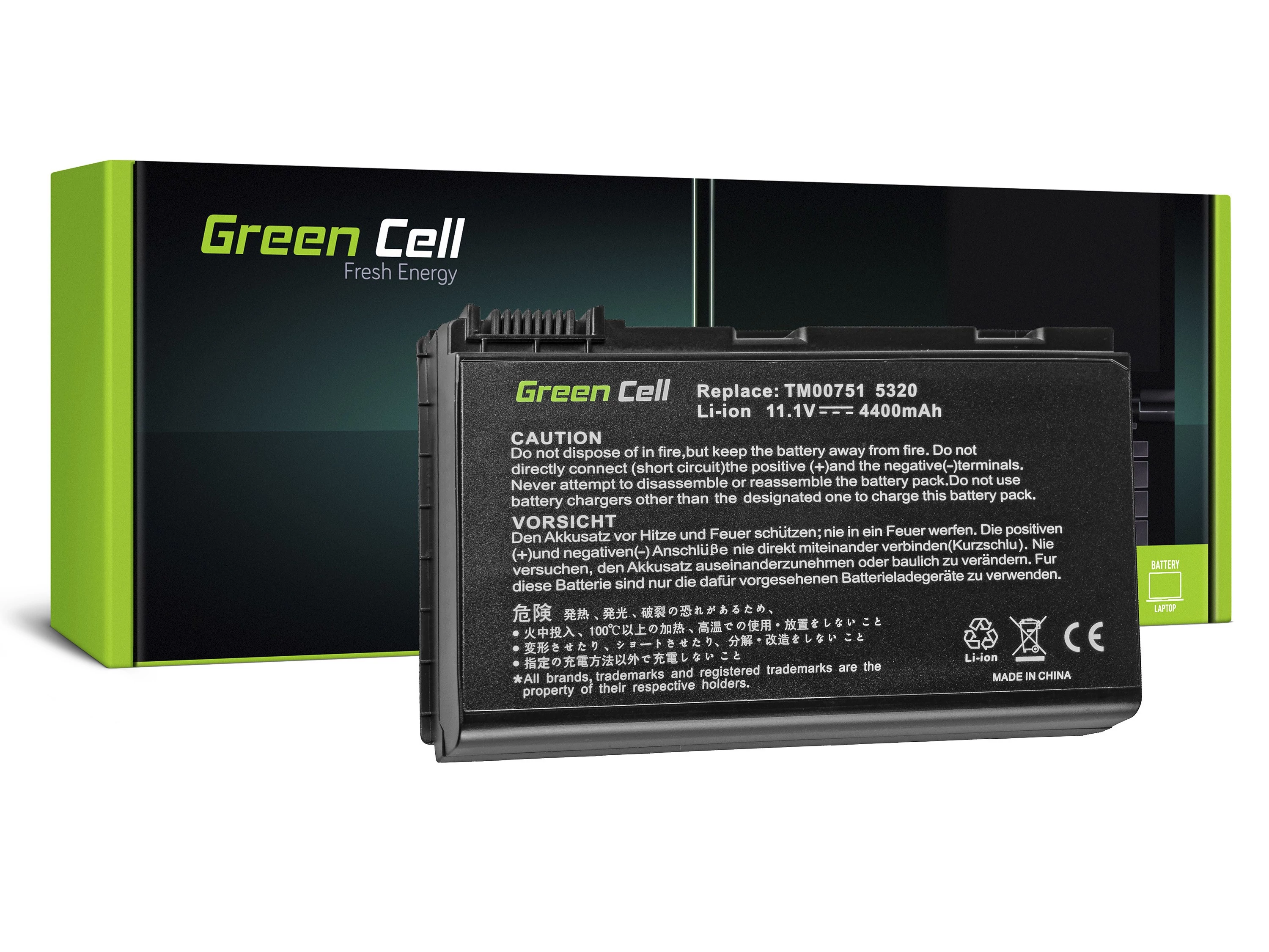 Green Cell Acer TravelMate 5220 5520 5720 7520 7720 11.1V 4400mAh laptop akkumulátor