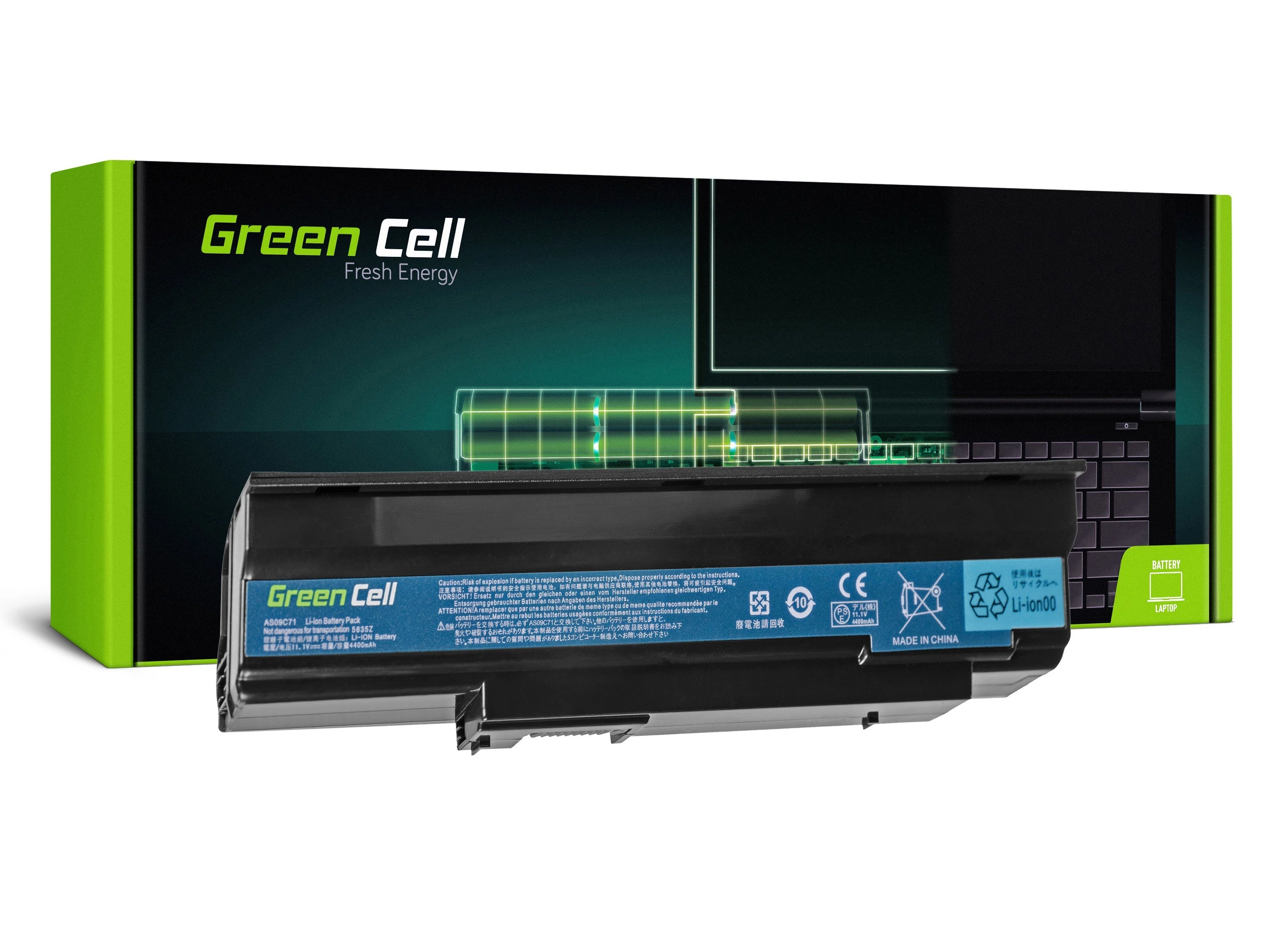 Green Cell Acer Extensa 5235 5635 5635Z 5635G 5635ZG 11.1V 4400mAh laptop akkumulátor