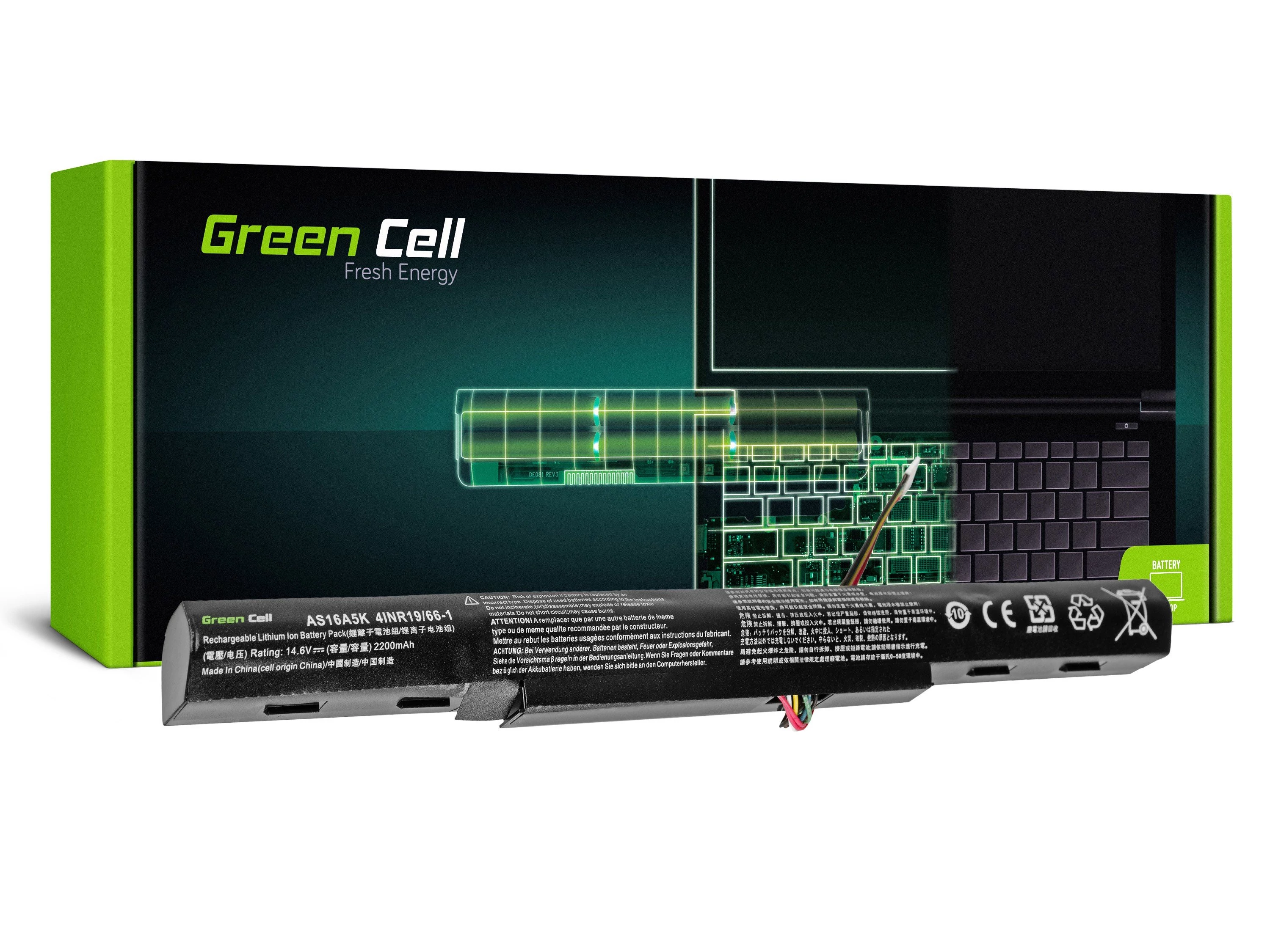 Green Cell Acer Aspire E 15 E15 E5-575 E 17 E17 E5-774 14.4V 2200mAh laptop akkumulátor