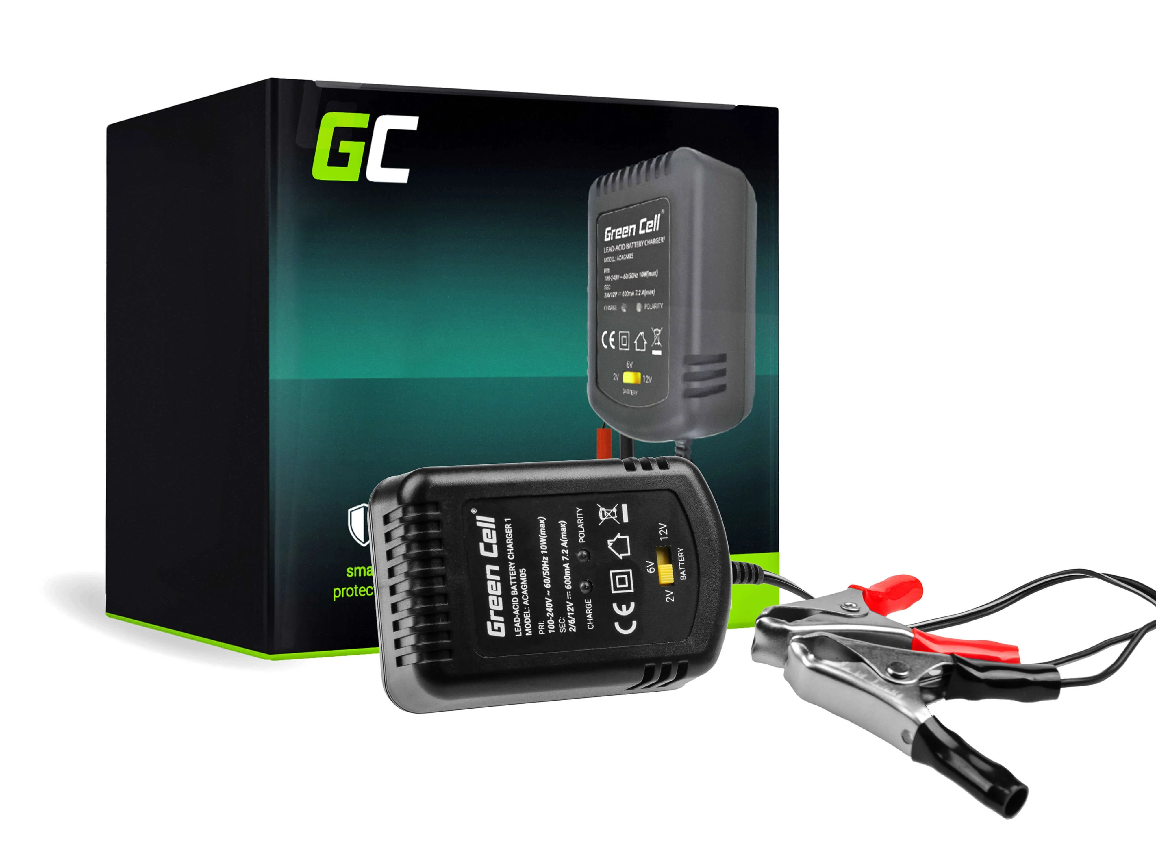 Green Cell 2V / 6V / 12V (0.6A)  autó akkumulátor töltő