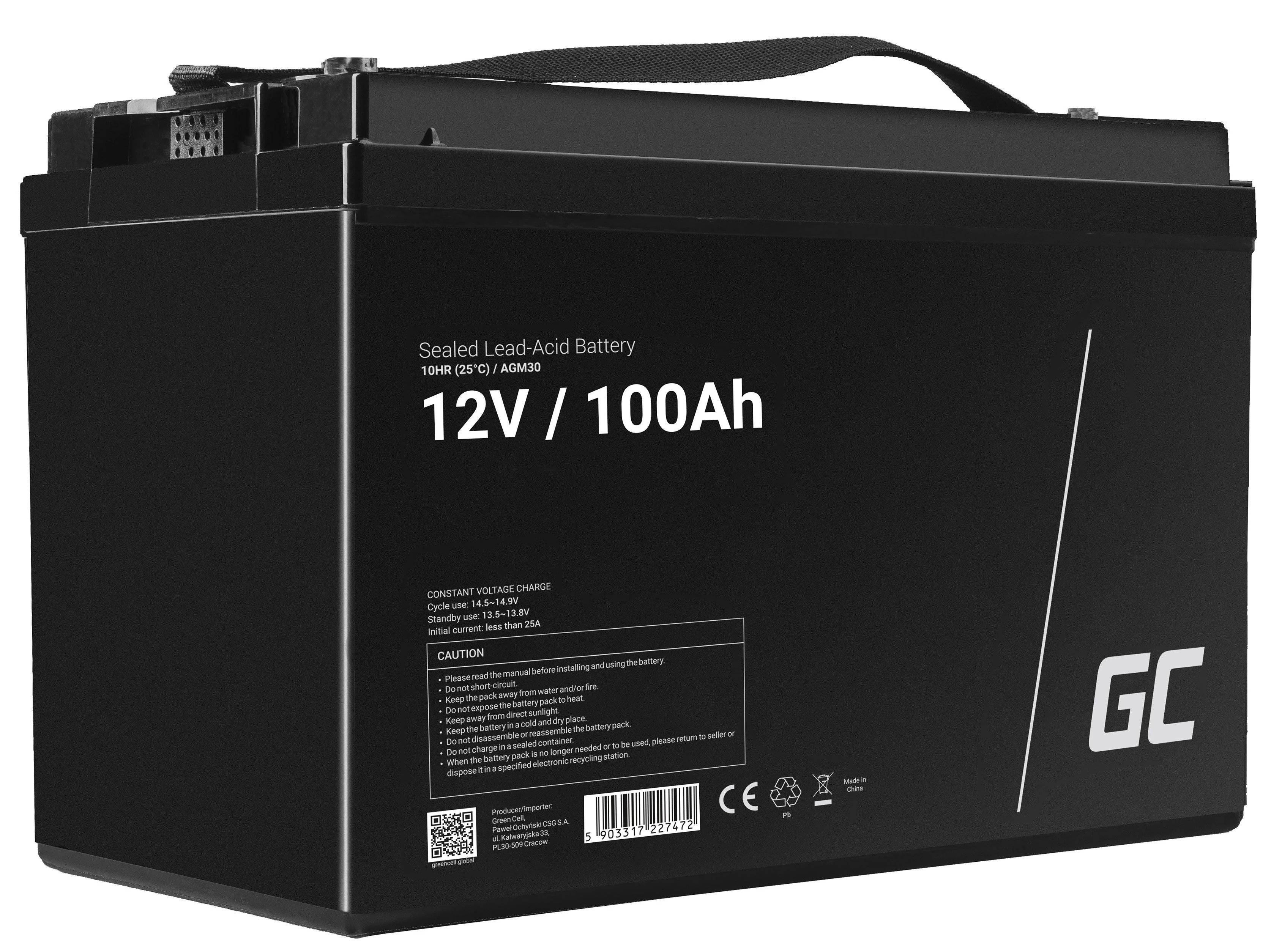 Green Cell AGM 12V 100Ah szünetmentes tápegység akkumulátor