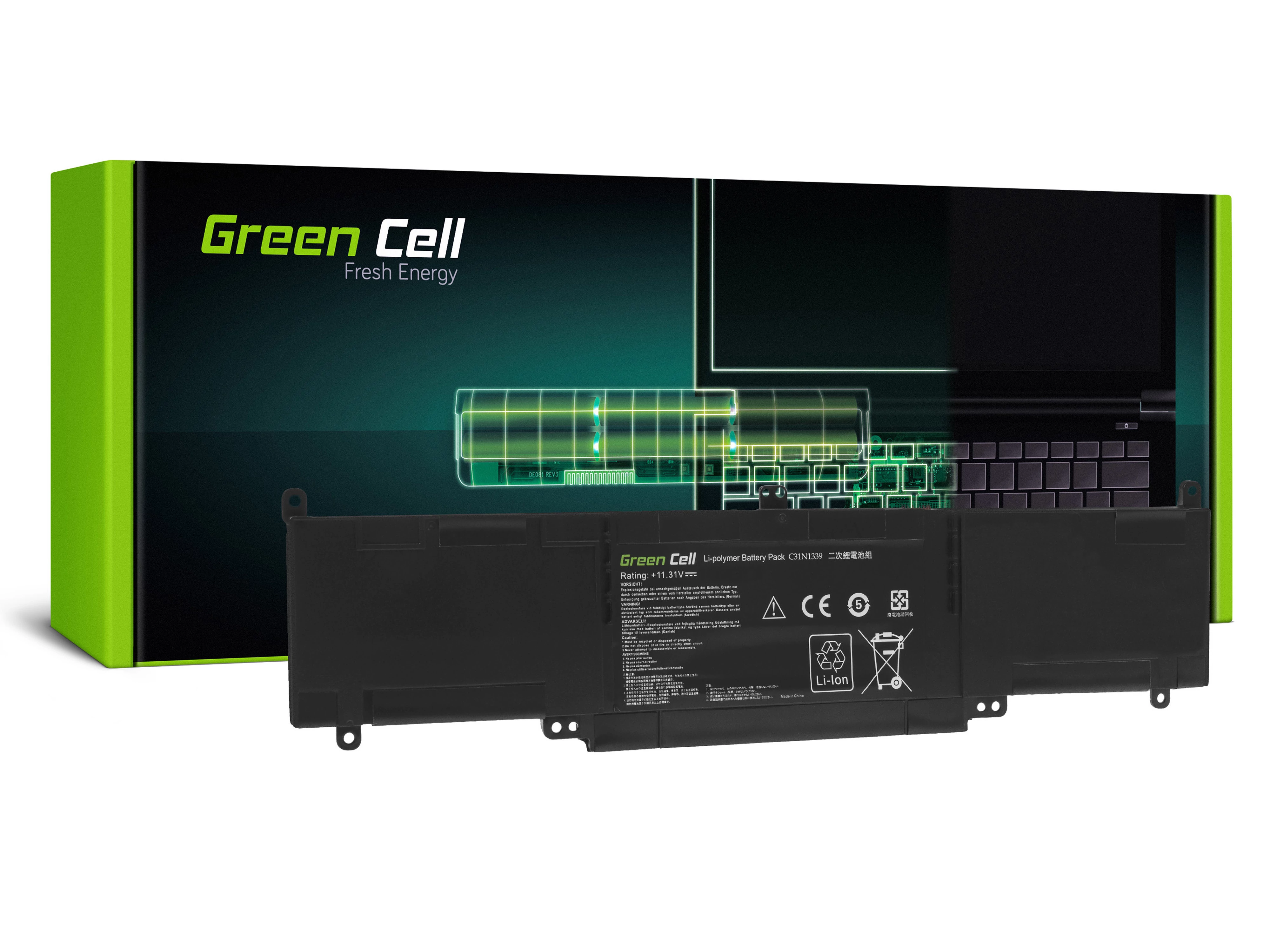 Green Cell C31N1339 Asus ZenBook UX303 UX303U UX303UA UX303UB UX303L Transformer Book TP300L TP300LA TP300LD TP300LJ laptop akkumulátor