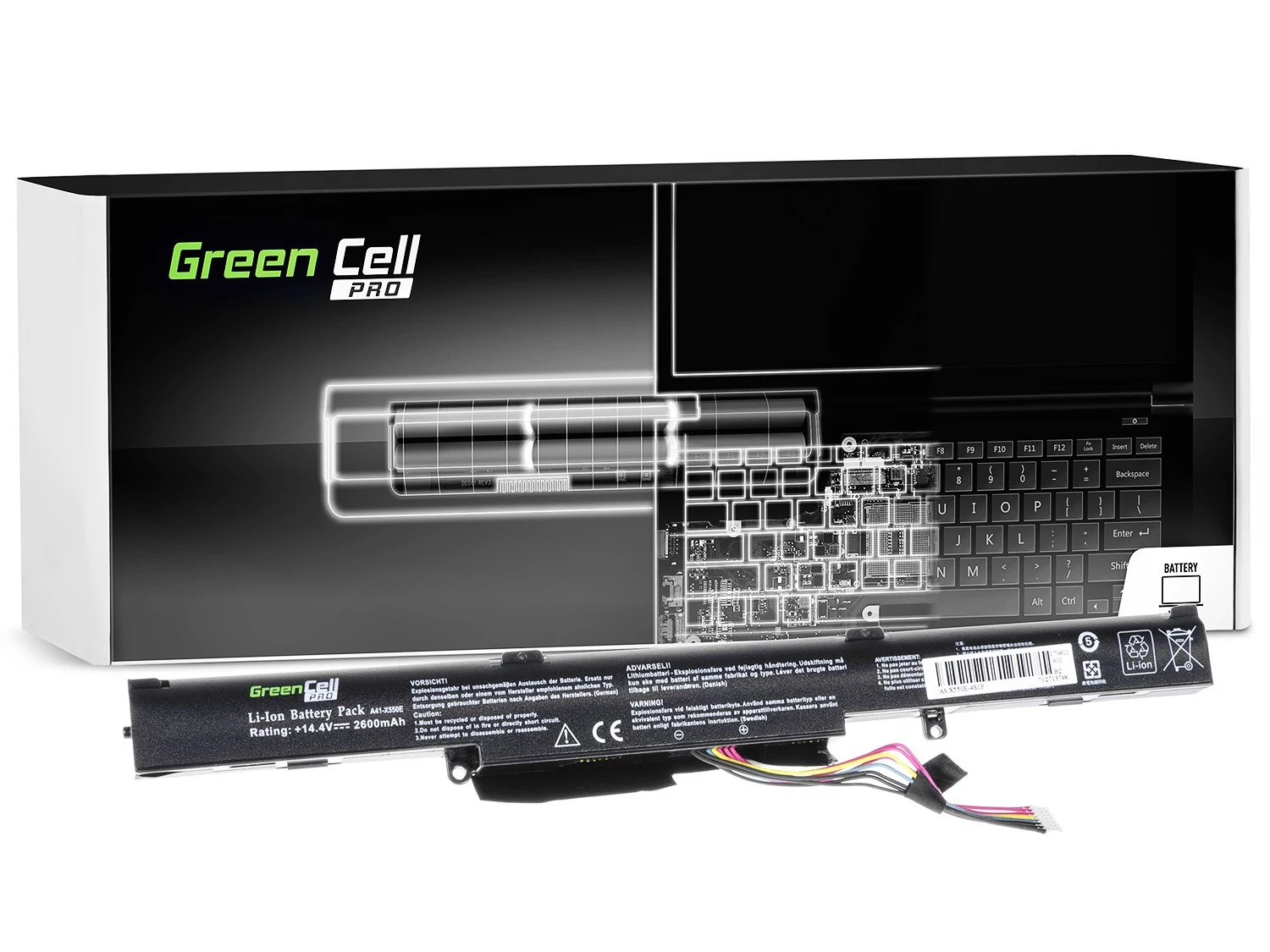 Green Cell PRO Asus A41-X550E F550D F550DP F750L 14.4V 2600mAh laptop akkumulátor