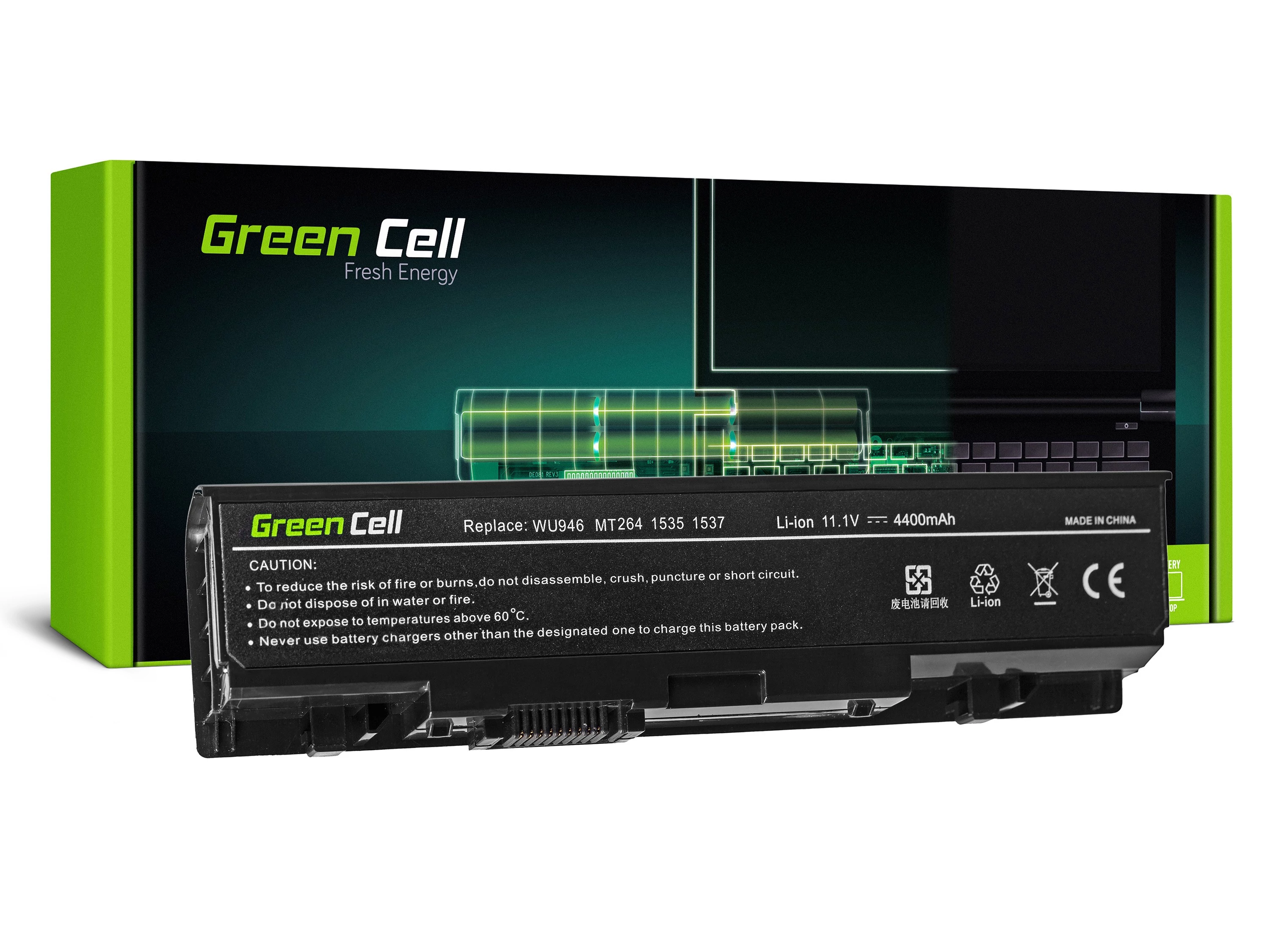 Green Cell Dell Studio 15 1535 1536 1537 1550 1555 1558 11.1V 4400mAh laptop akkumulátor