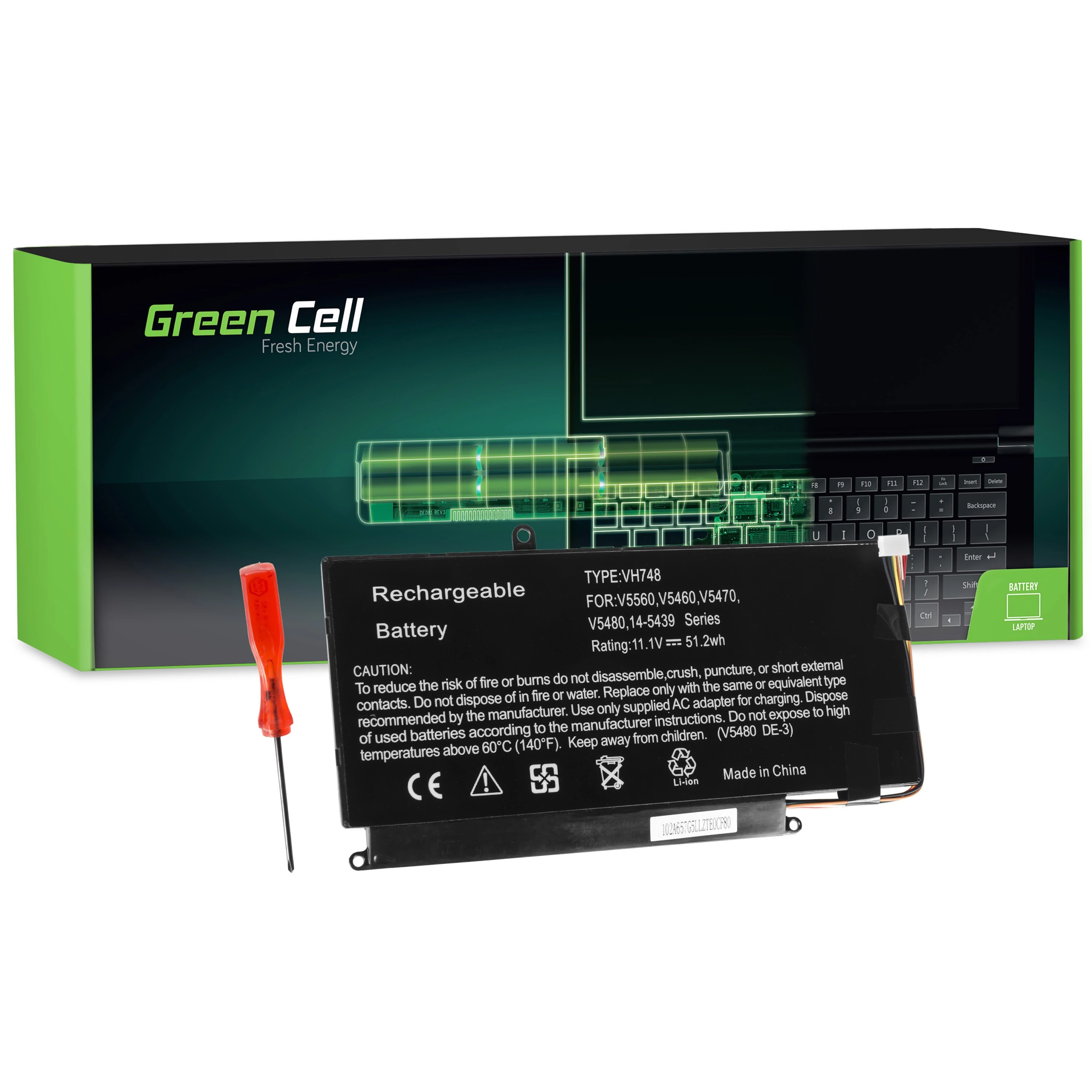 xBan - Green Cell Dell Vostro 5460 5470 5480 5560 11.1V 4500mAh laptop akkumulátor