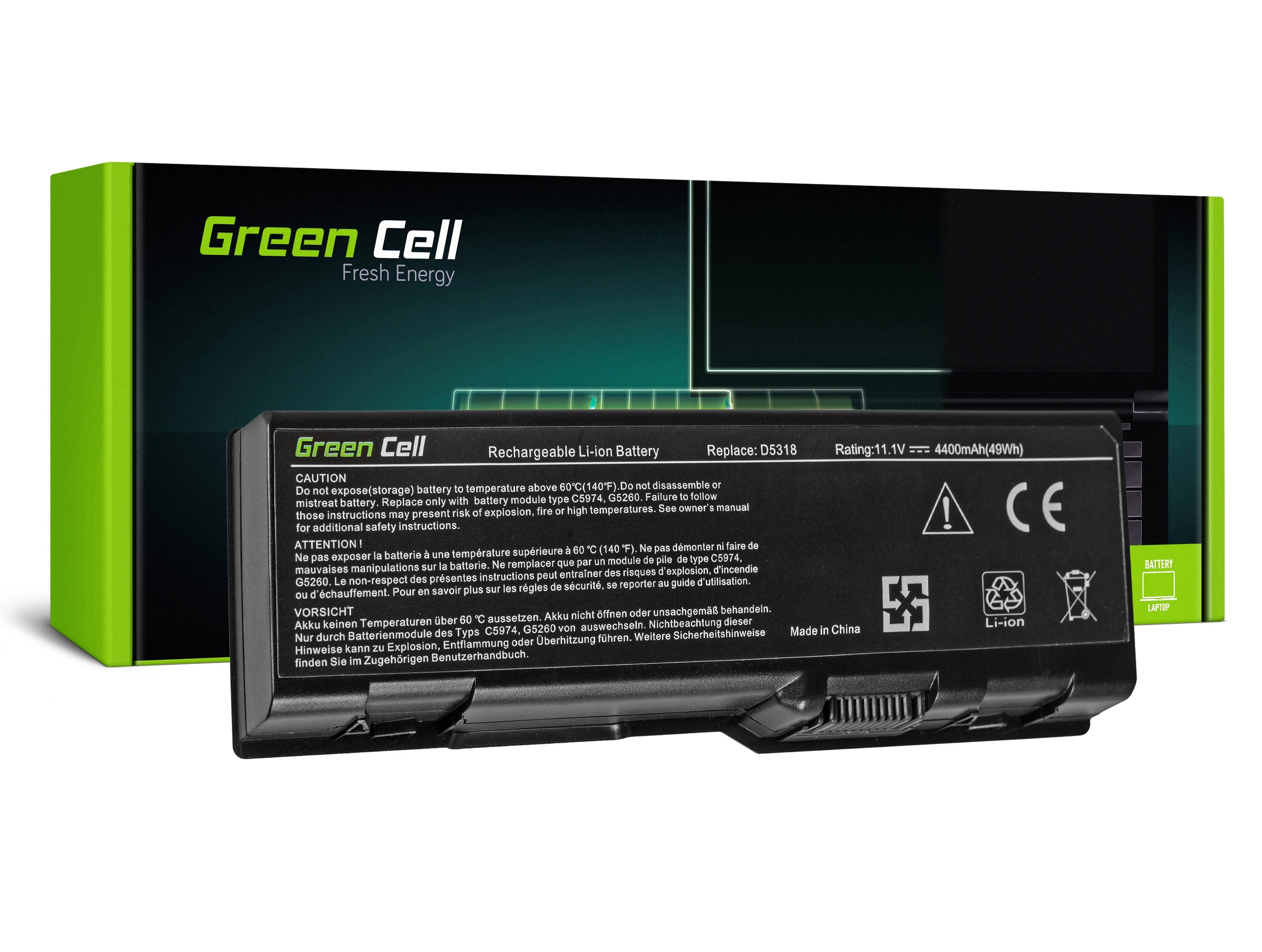 Green Cell Dell Inspiron XPS Gen 2 6000 9300 9400 E1705 11.1V 4400mAh laptop akkumulátor