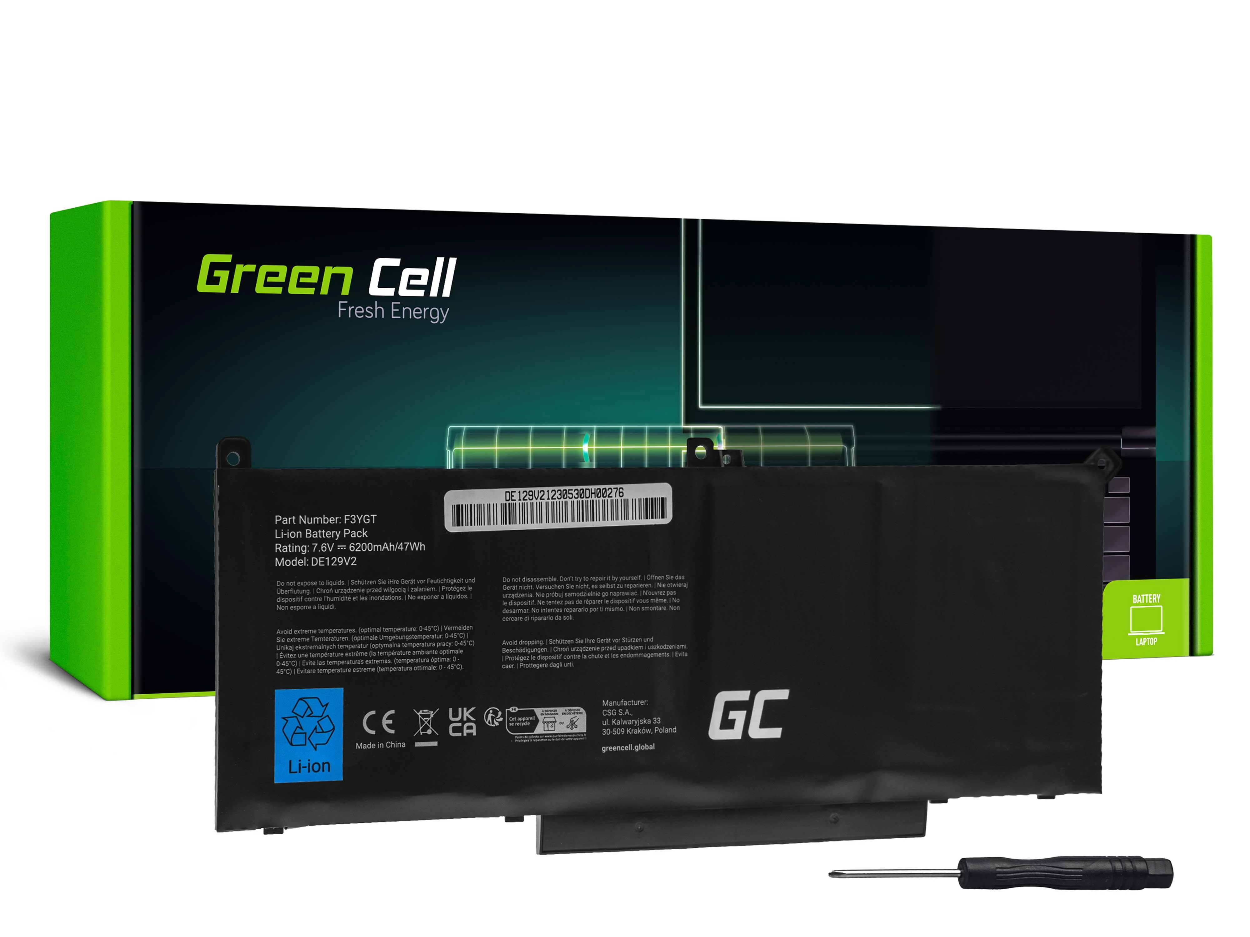 Green Cell Battery F3YGT Dell Latitude 7280 7290 7380 7390 7480 7490 laptop akkumulátor