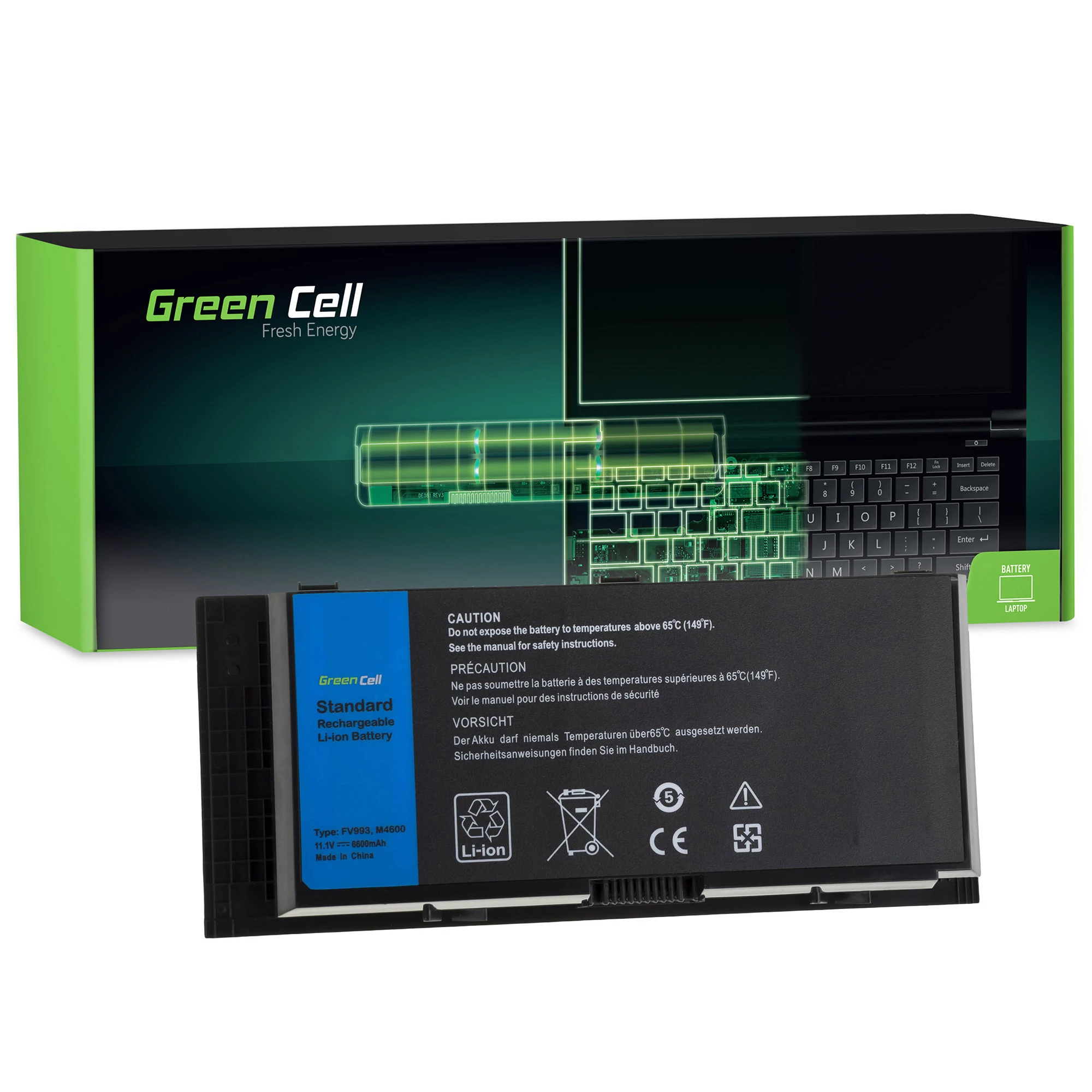 Green Cell Dell Precision M4600 M4700 M4800 M6600 M6700 11.1V 6600mAh laptop akkumulátor