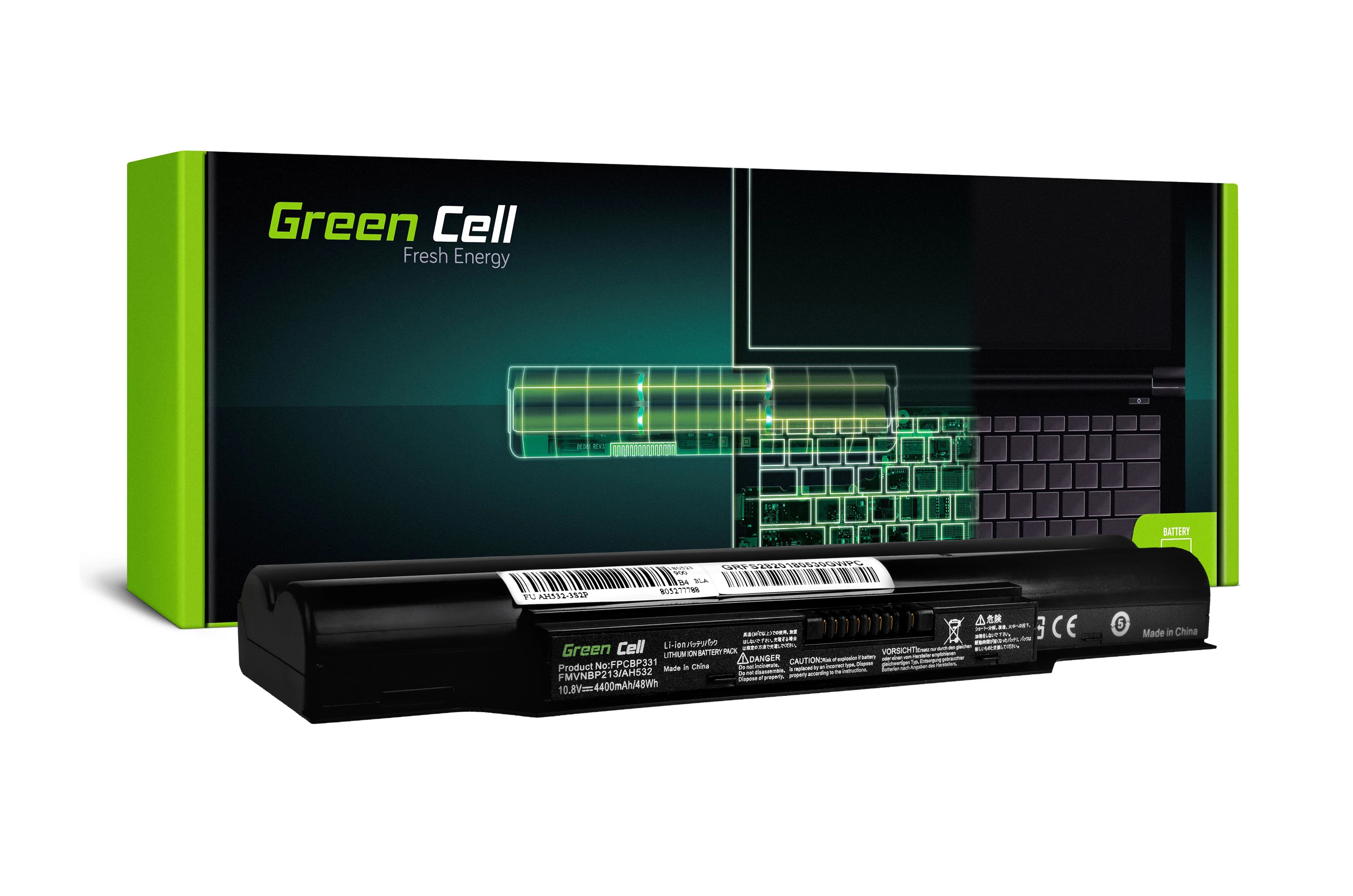 Green Cell Fujitsu Lifebook A532 AH532 11.1V 4400mAh laptop akkumulátor