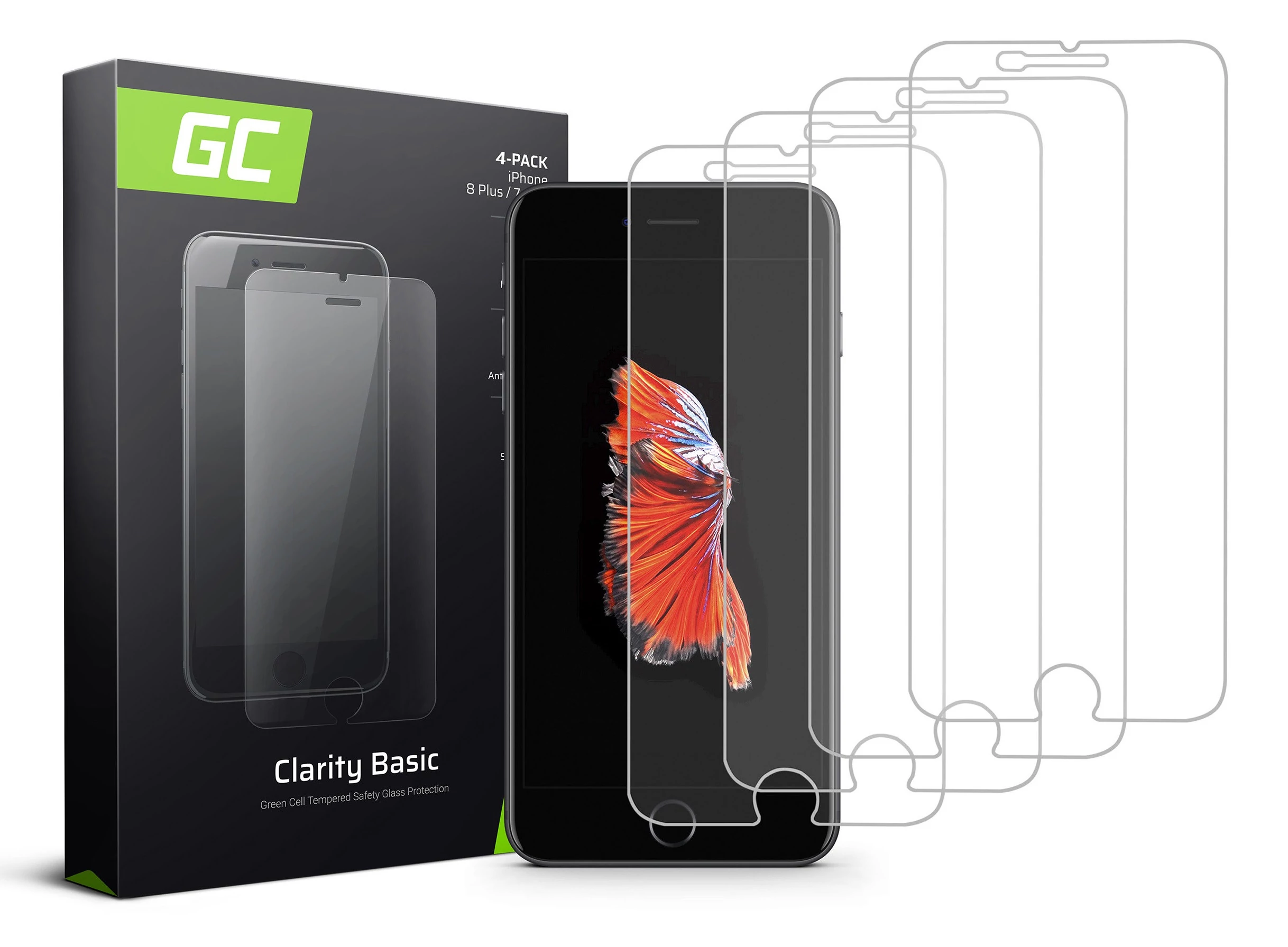 4x  Green Cell kijelzővédő Clarity iPhone 6 Plus / 6S Plus / 7 Plus / 8 Plus