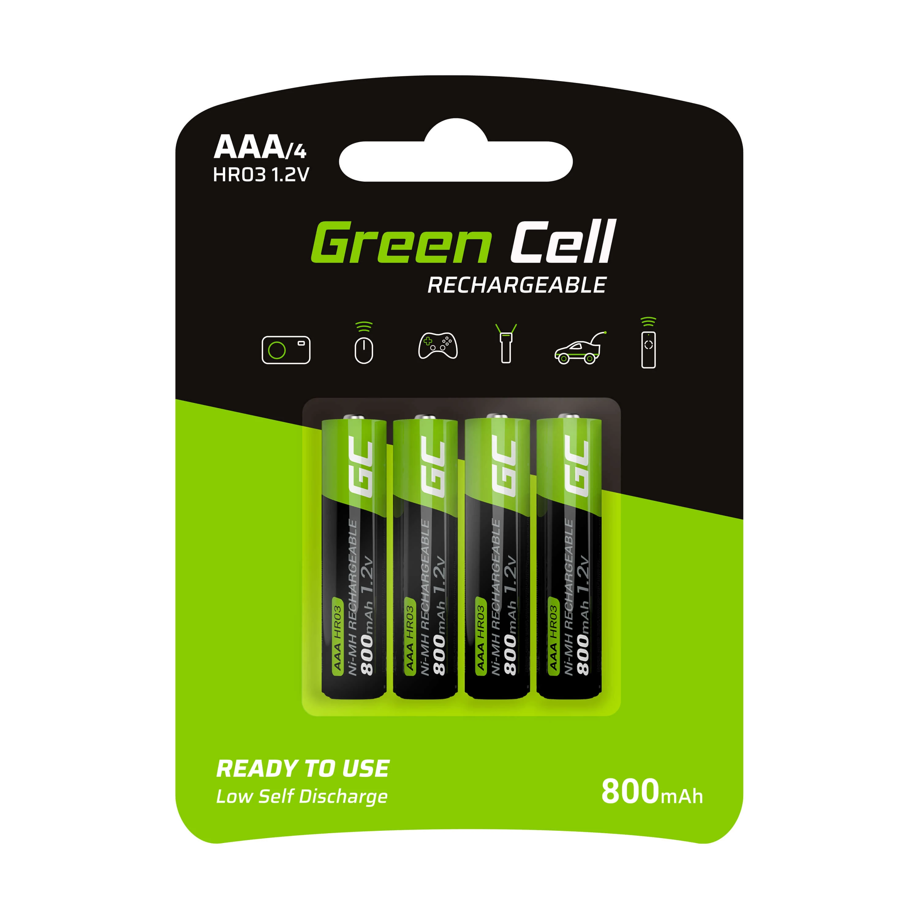 Green Cell 4x AAA HR03 800mAh tölthető elem akkumulátor