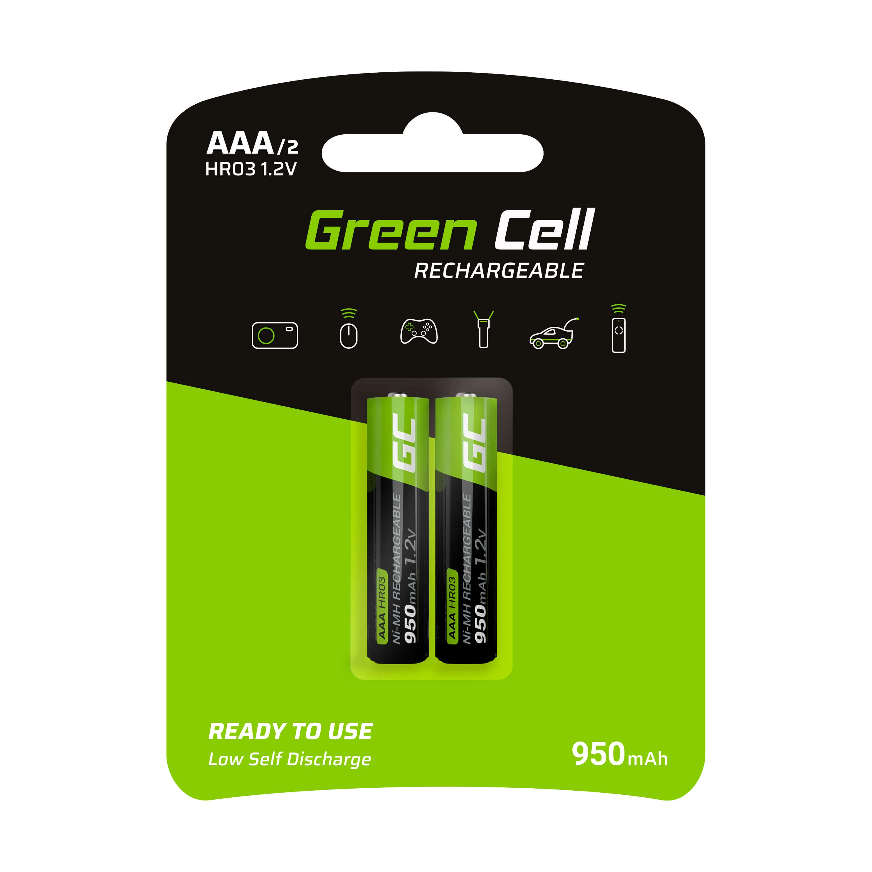 Green Cell 2x AAA HR03 950mAh tölthető elem akkumulátor