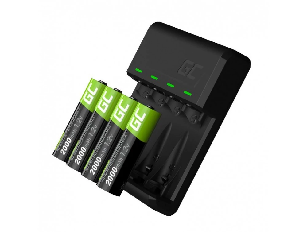 Green Cell GC VitalCharger töltő + 4db AA 2000mAh Ni-MH tölthető elem akkumulátor