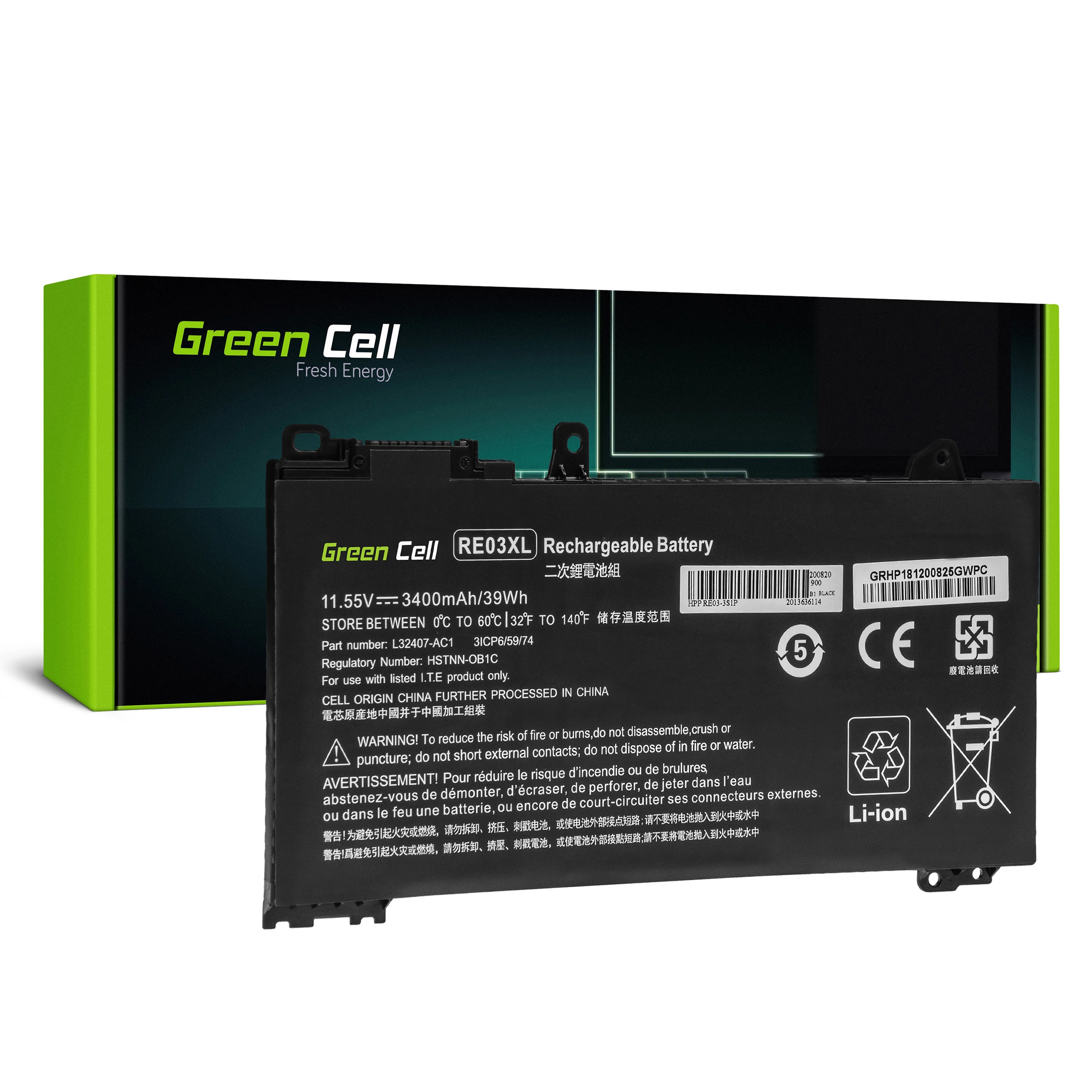 Green Cell RE03XL HP ProBook 430 G6 G7 440 G6 G7 445 G6 G7 450 G6 G7 455 G6 G7 445R G6 455R G6 laptop akkumulátor