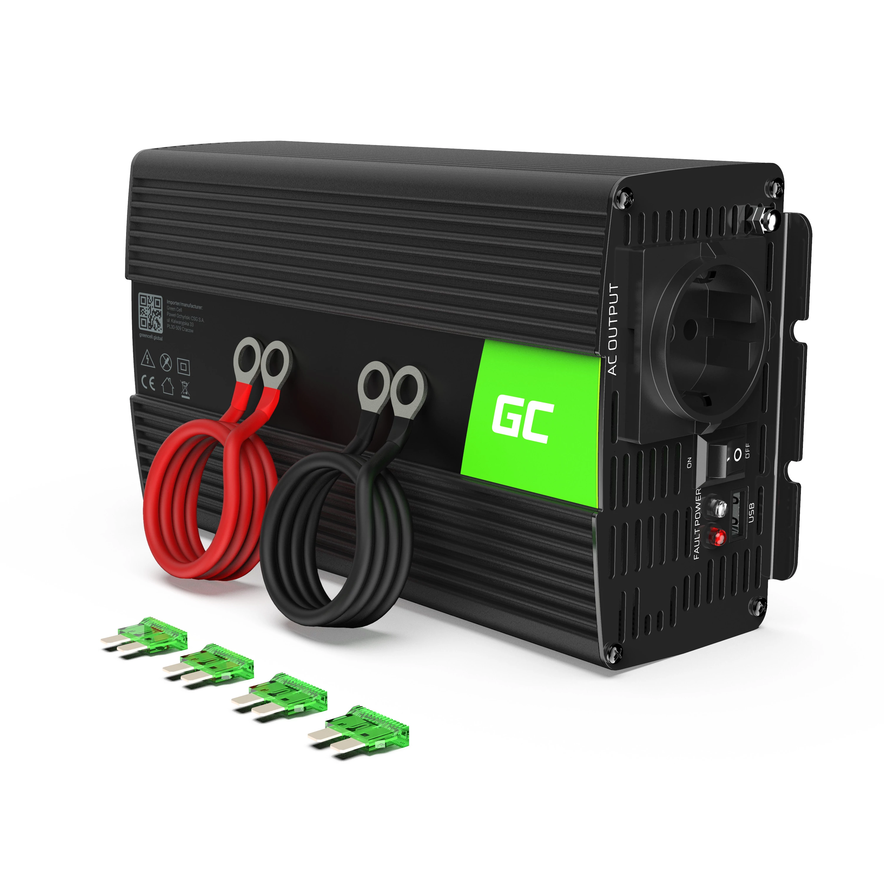 Green Cell autós inverter 24V-230V Modified sine 1000W