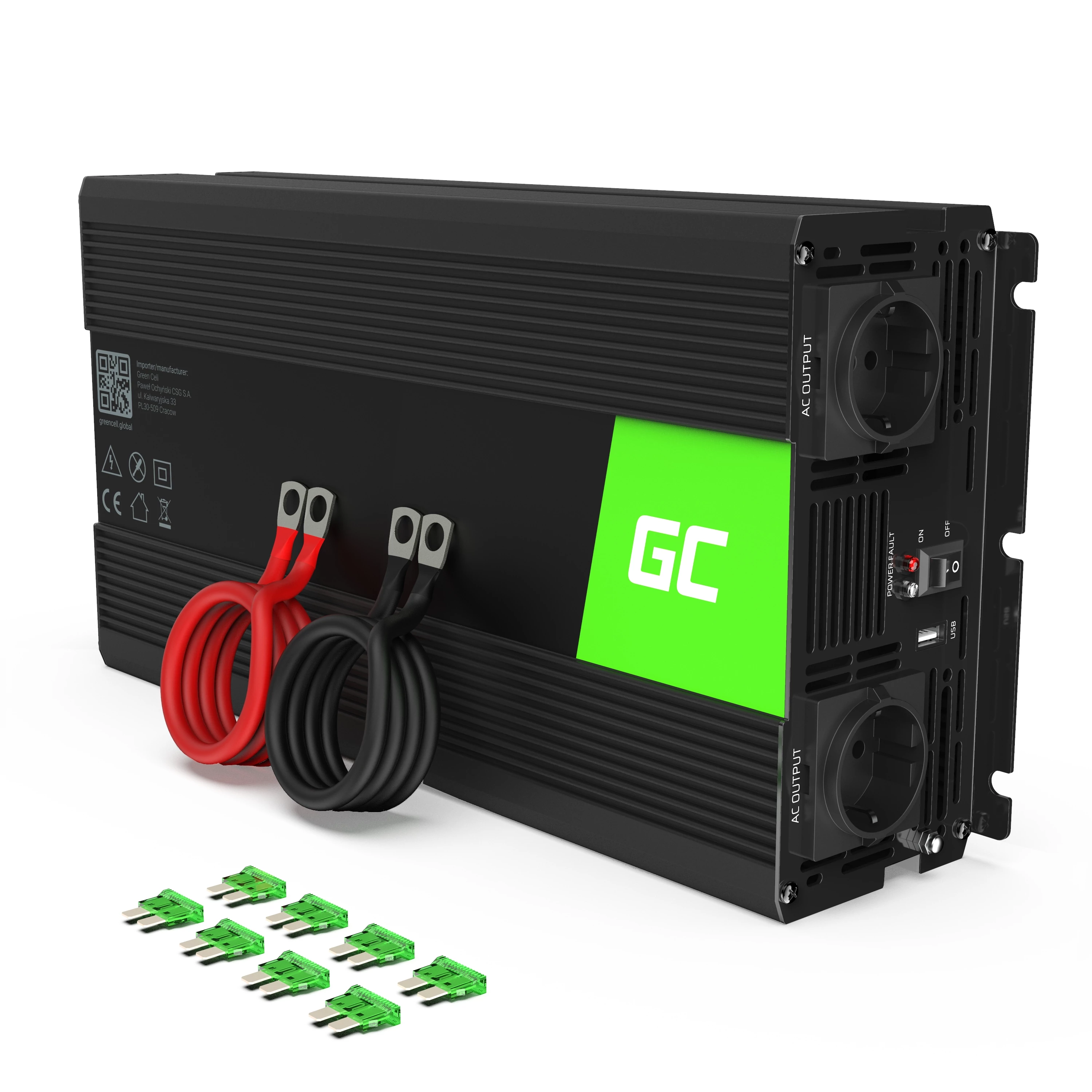 Green Cell autós inverter 24V-230V Modified sine 1500W