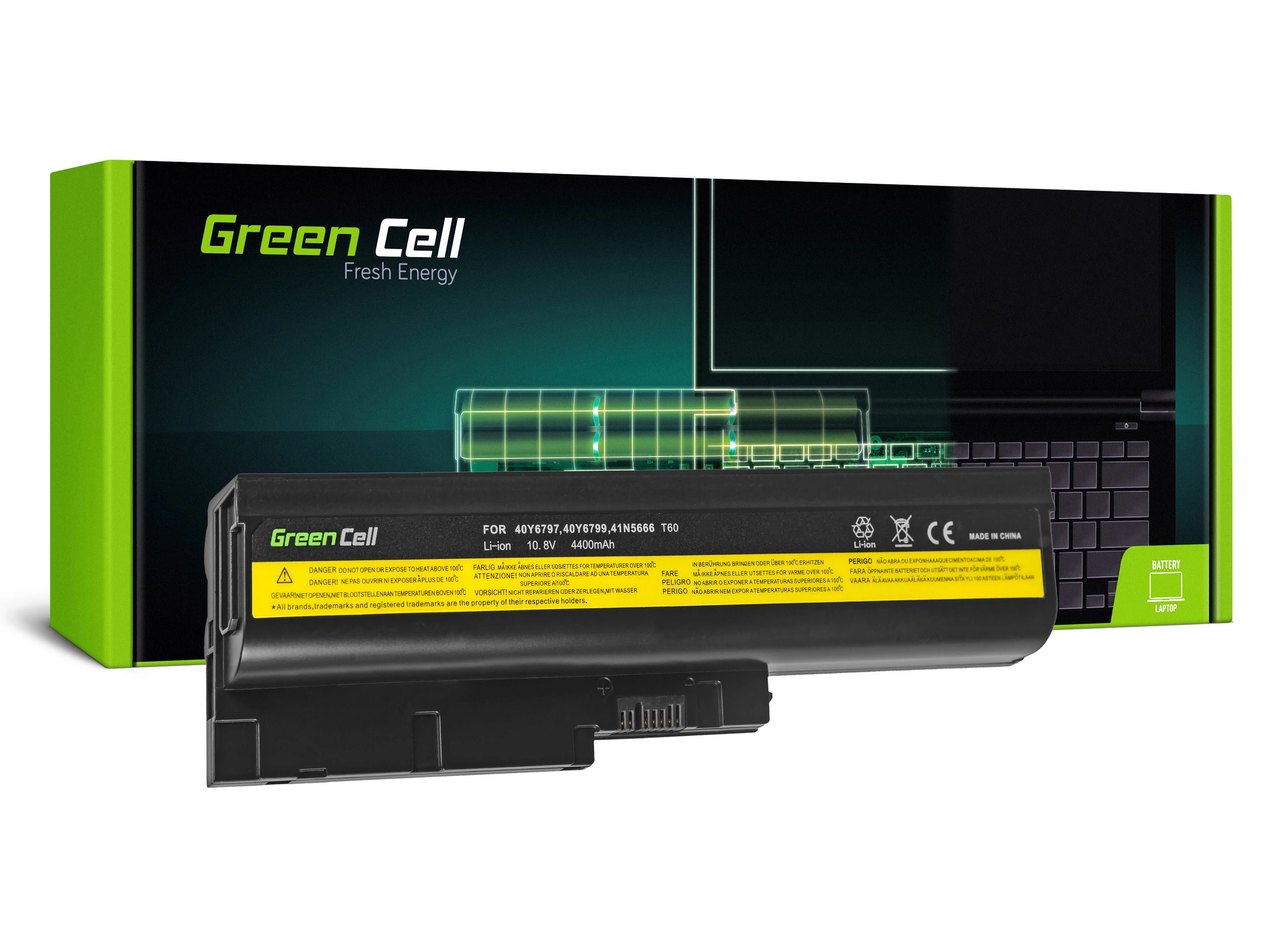 Green Cell Lenovo ThinkPad T60 T61 R60 R61 11.1V 4400mAh laptop akkumulátor