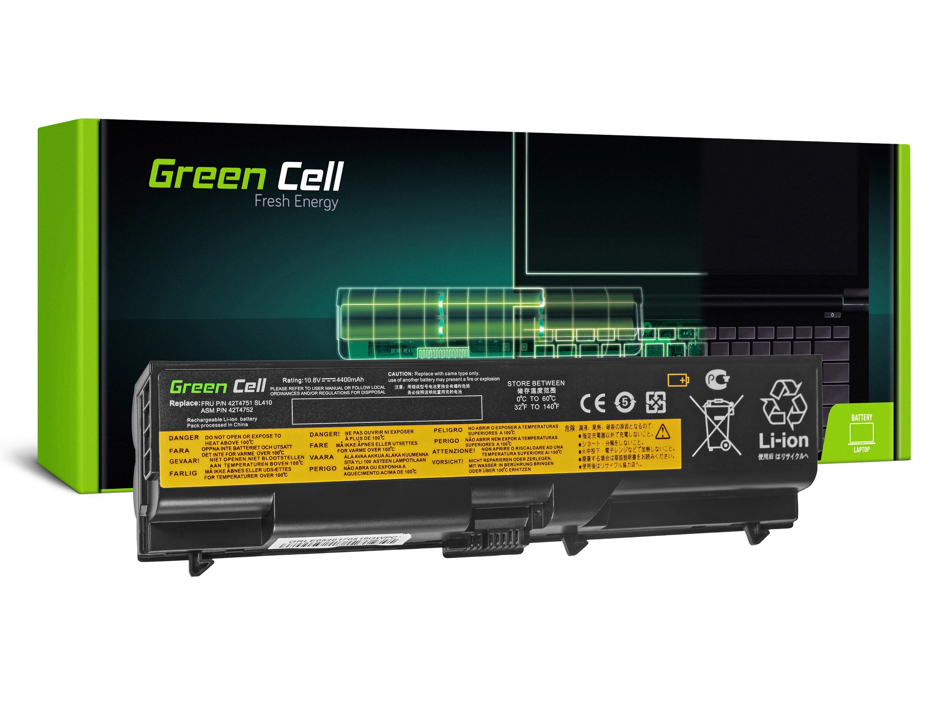 Green Cell Lenovo ThinkPad T410 T420 T510 T520 W510 11.1V 4400mAh laptop akkumulátor