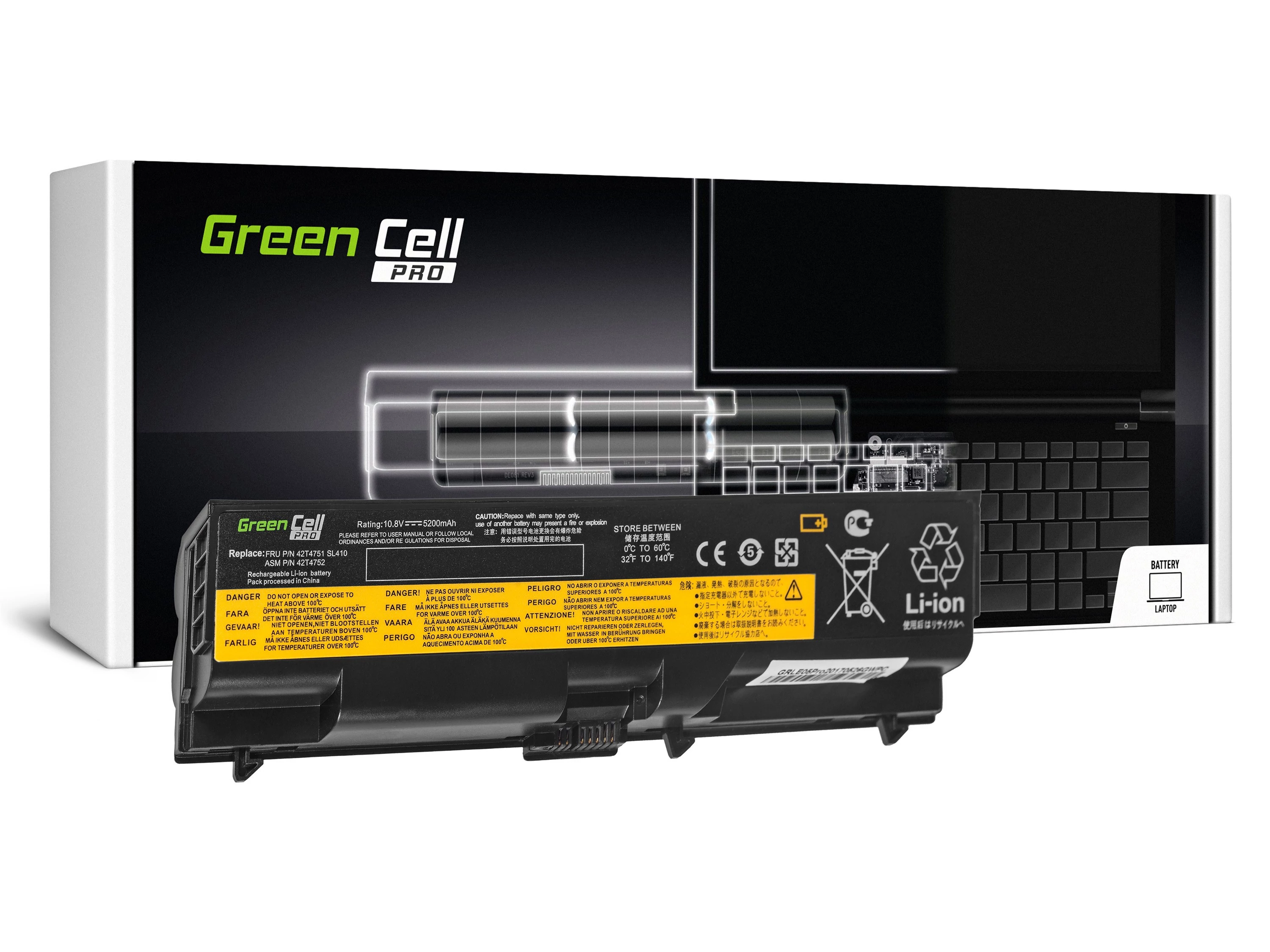 Green Cell PRO IBM Lenovo ThinkPad T410 T420 T510 T520 W510 11.1V 5200mAh laptop akkumulátor