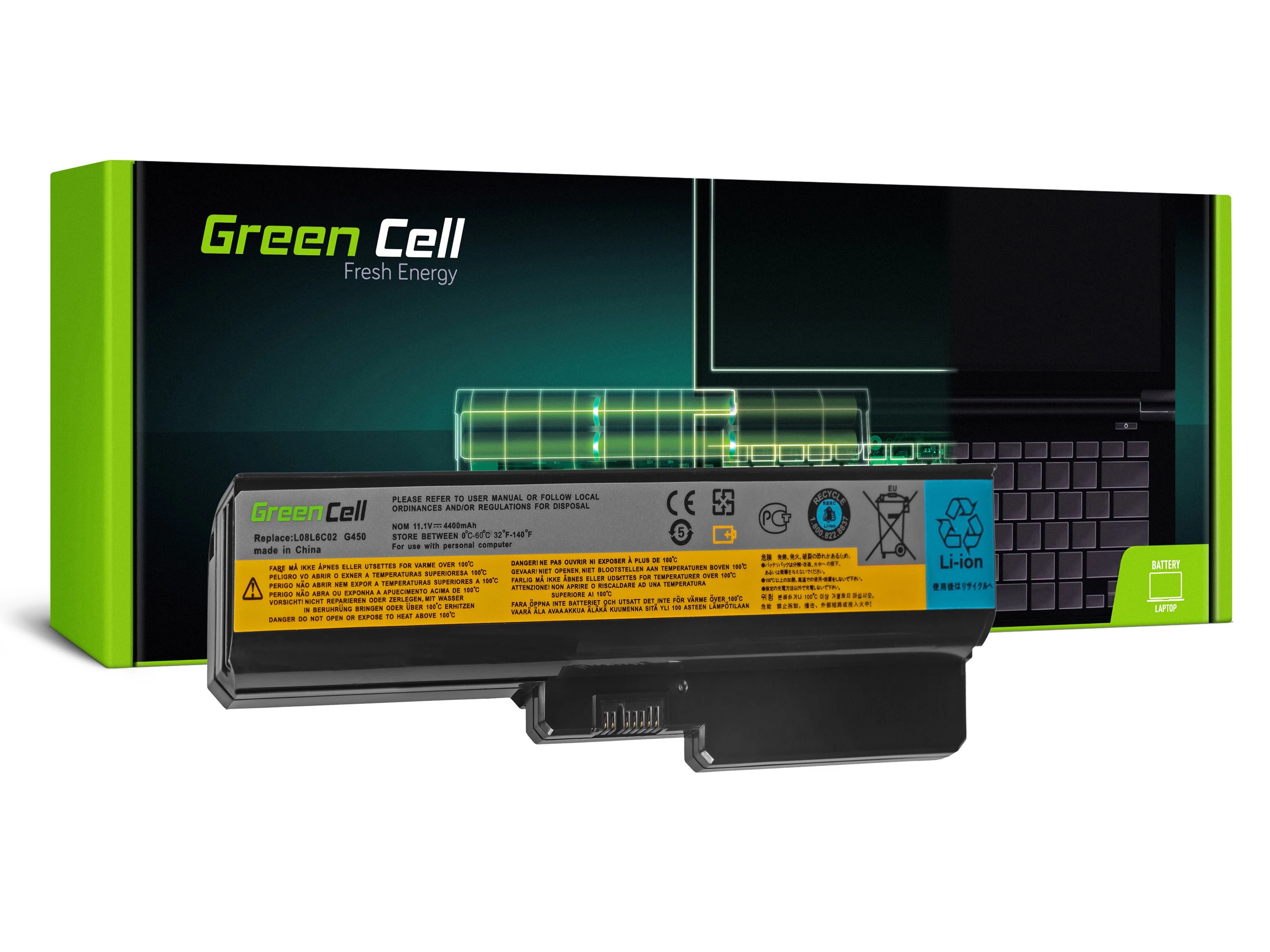 Green Cell Lenovo B550 G430 G450 G530 G550 G550A G555 N500 11.1V 4400mAh laptop akkumulátor