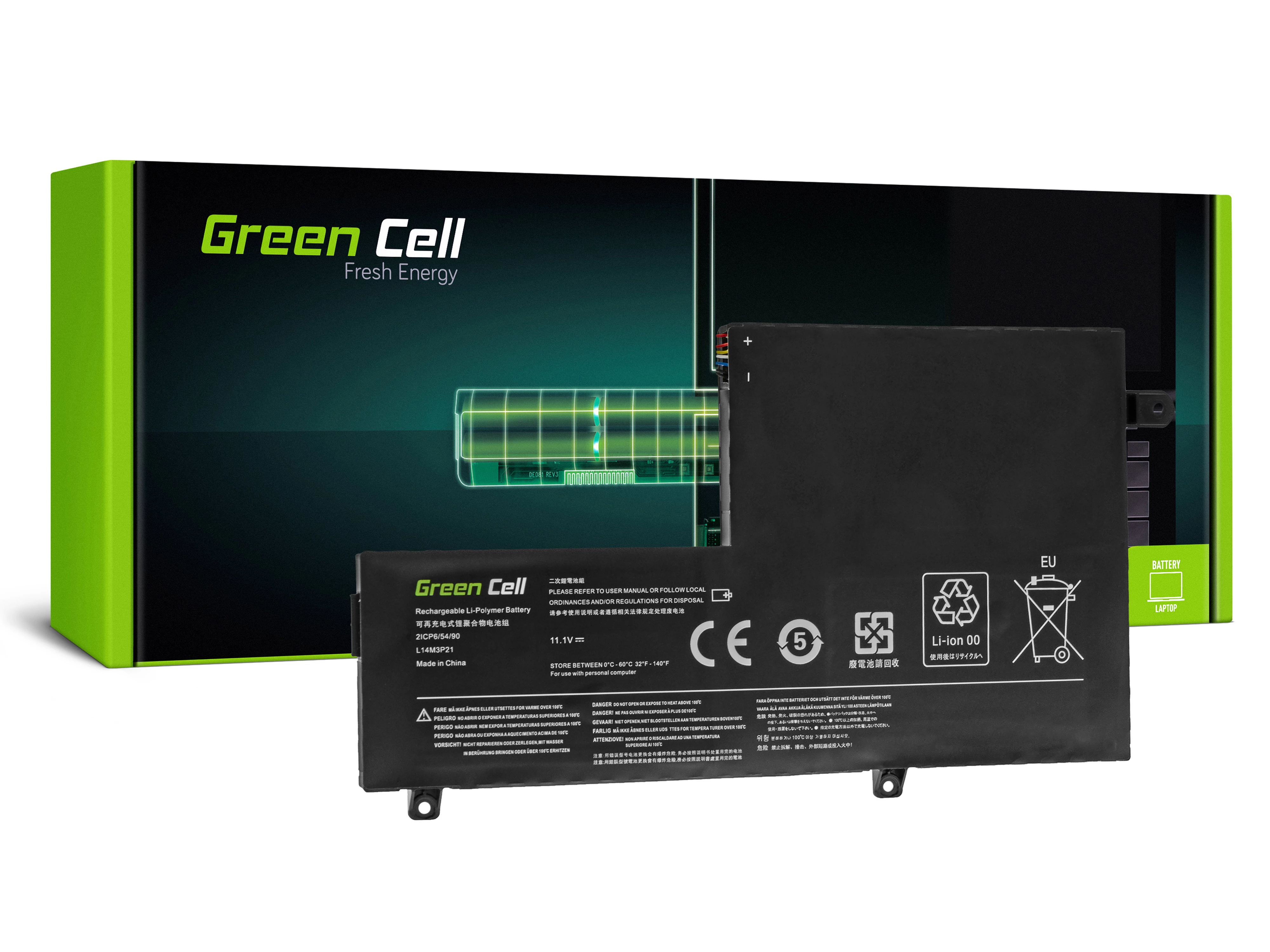 Green Cell L14M3P21 Lenovo Yoga 500-14IBD 500-14ISK 500-15IBD 500-15ISK laptop akkumulátor