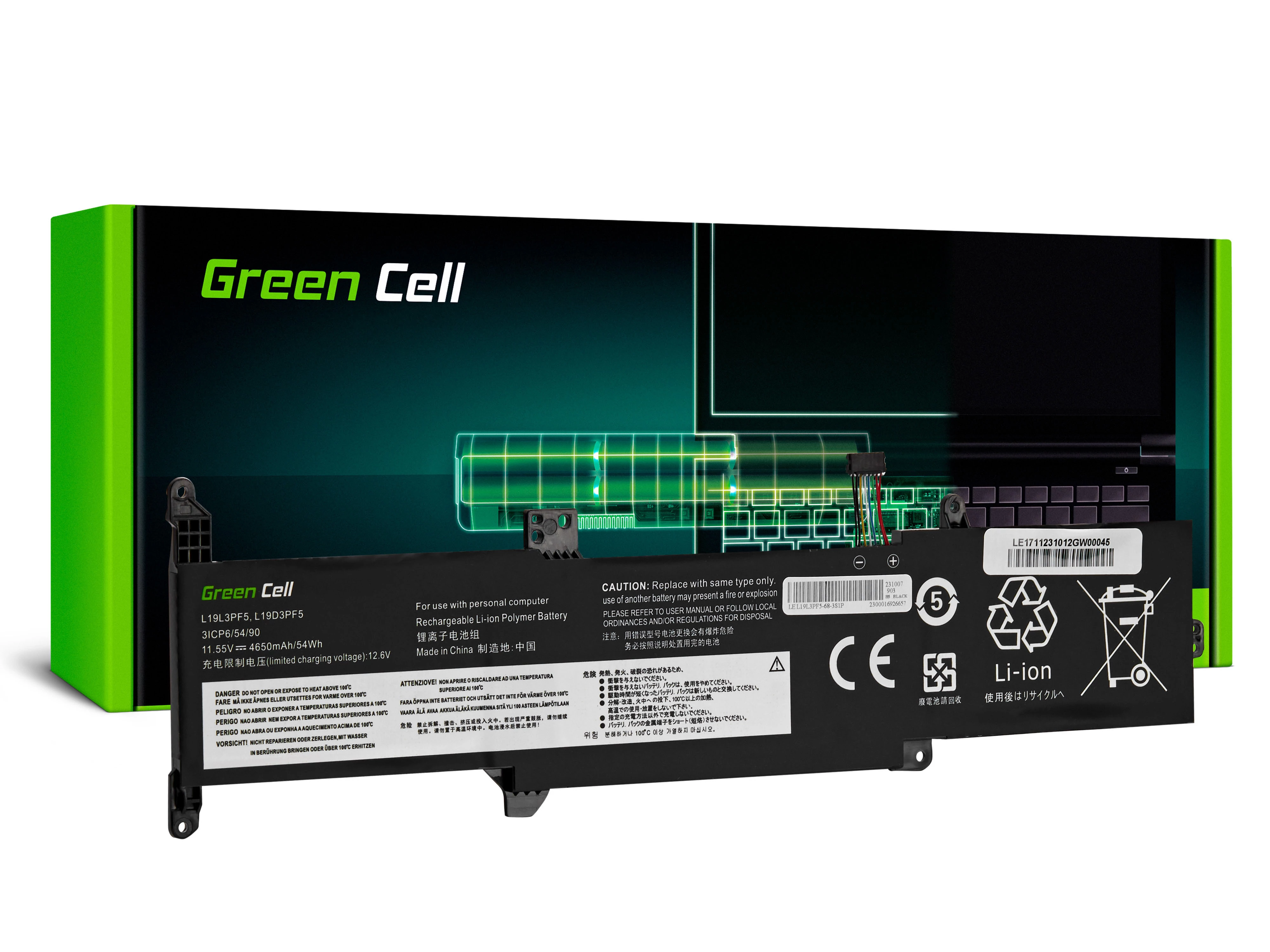 Green Cell L19C3PF7 L19D3PF5 L19L3PF5 Lenovo IdeaPad 3-14ADA05 3-14IIL05 3-14IML05 3-15ADA05 3-15IIL05 laptop akkumulátor