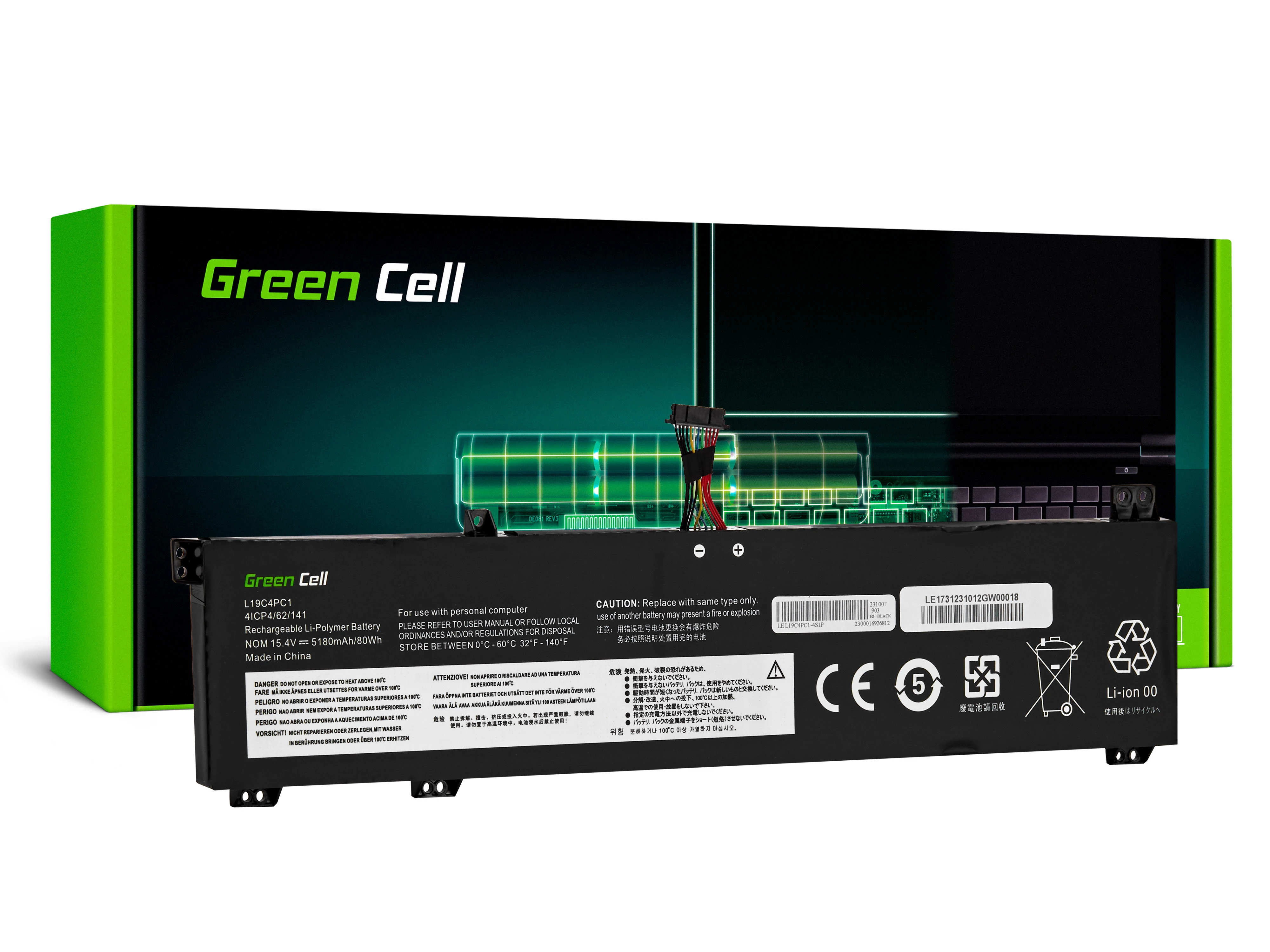 Green Cell L19C4PC1 L19M4PC1 Lenovo Legion 5 5-15ARH05 5-15ARH05H 5-15IMH05 5-15IMH05H 5P-15ARH05H 5P-15IMH05H laptop akkumulátor