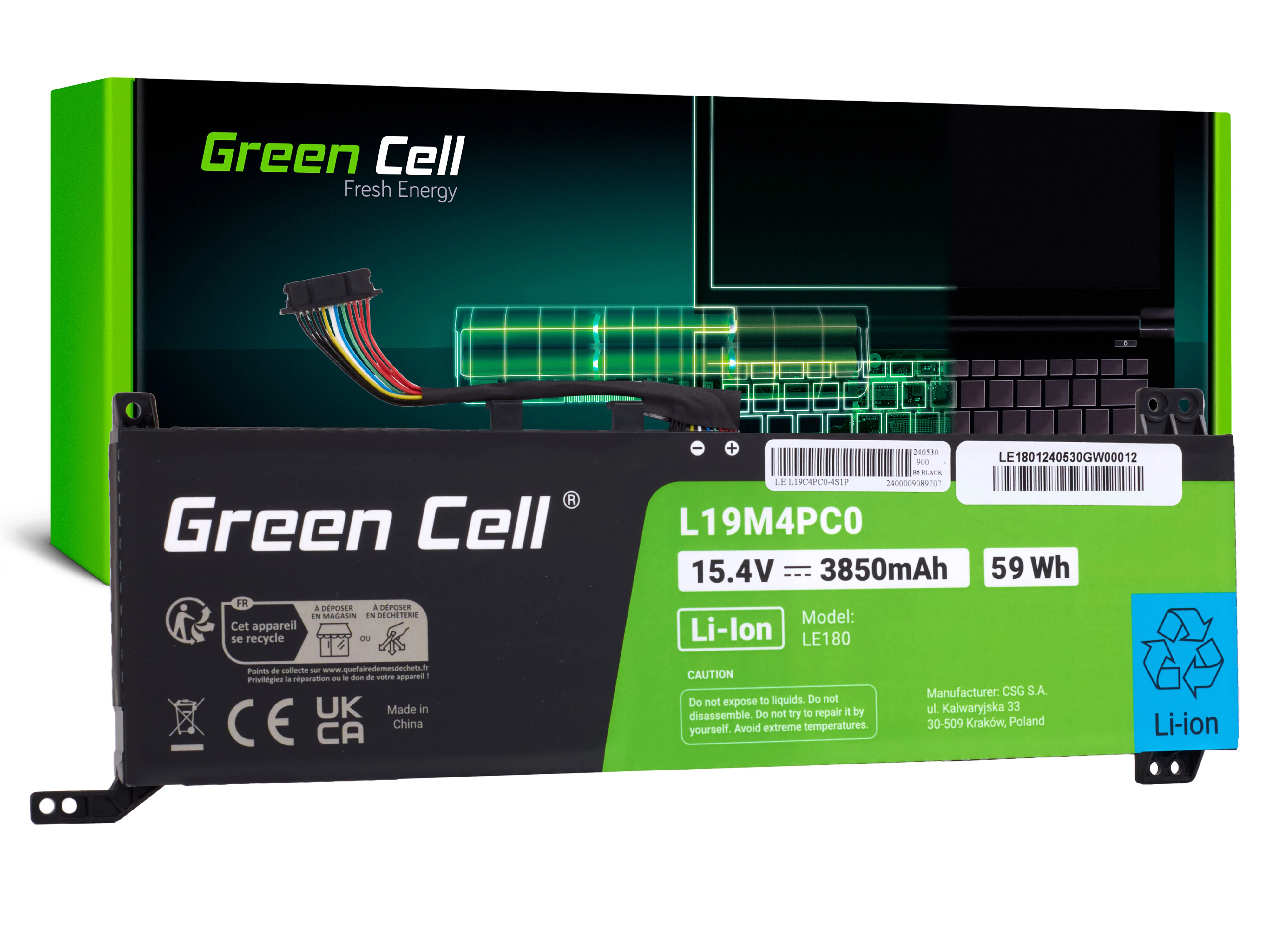 Green Cell L19M4PC0 Lenovo Legion 5P-15IMH05 5P-15IMH05H 5-15IMH05 5-15IMH05H 5-15ARH05 5-15ARH05H akkumulátor