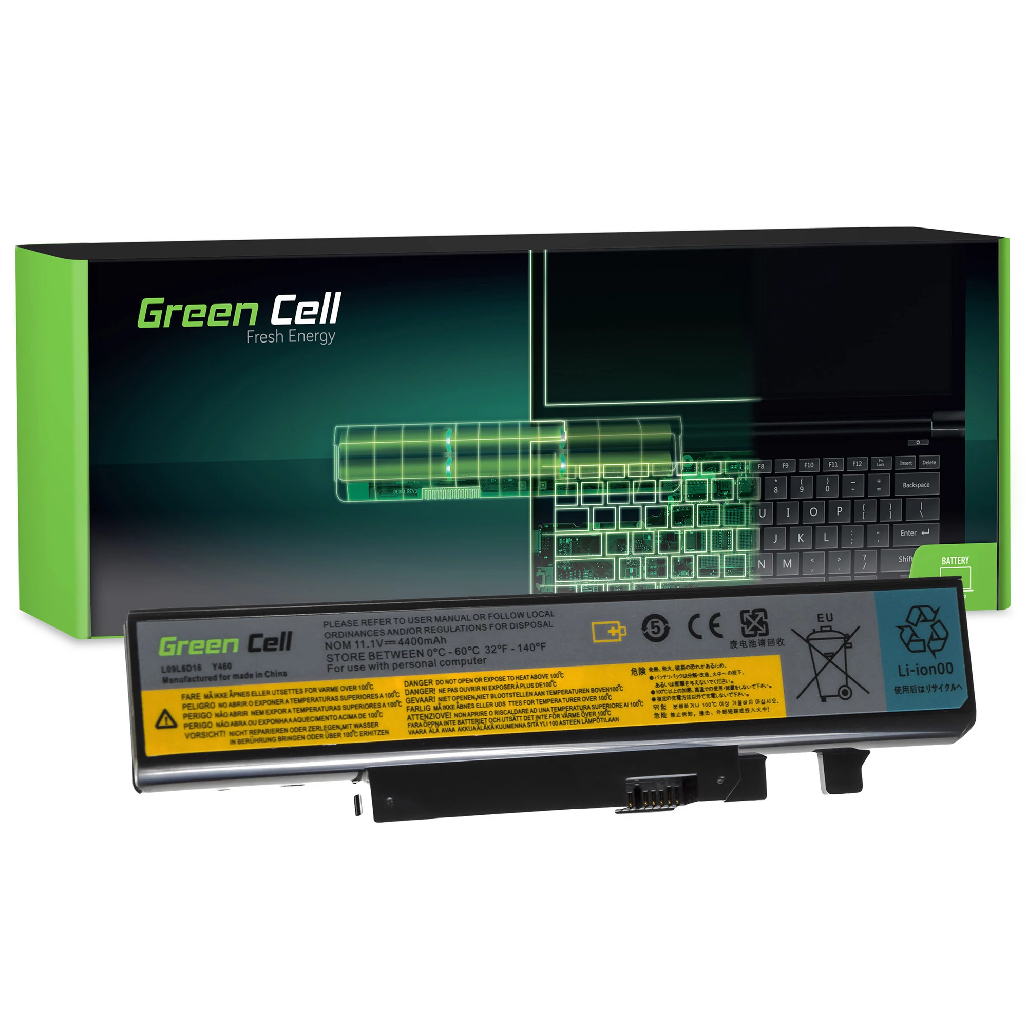 Green Cell Lenovo IdeaPad B560 Y460 Y560 V560 Y560p Y560a 11.1V 4400mAh laptop akkumulátor