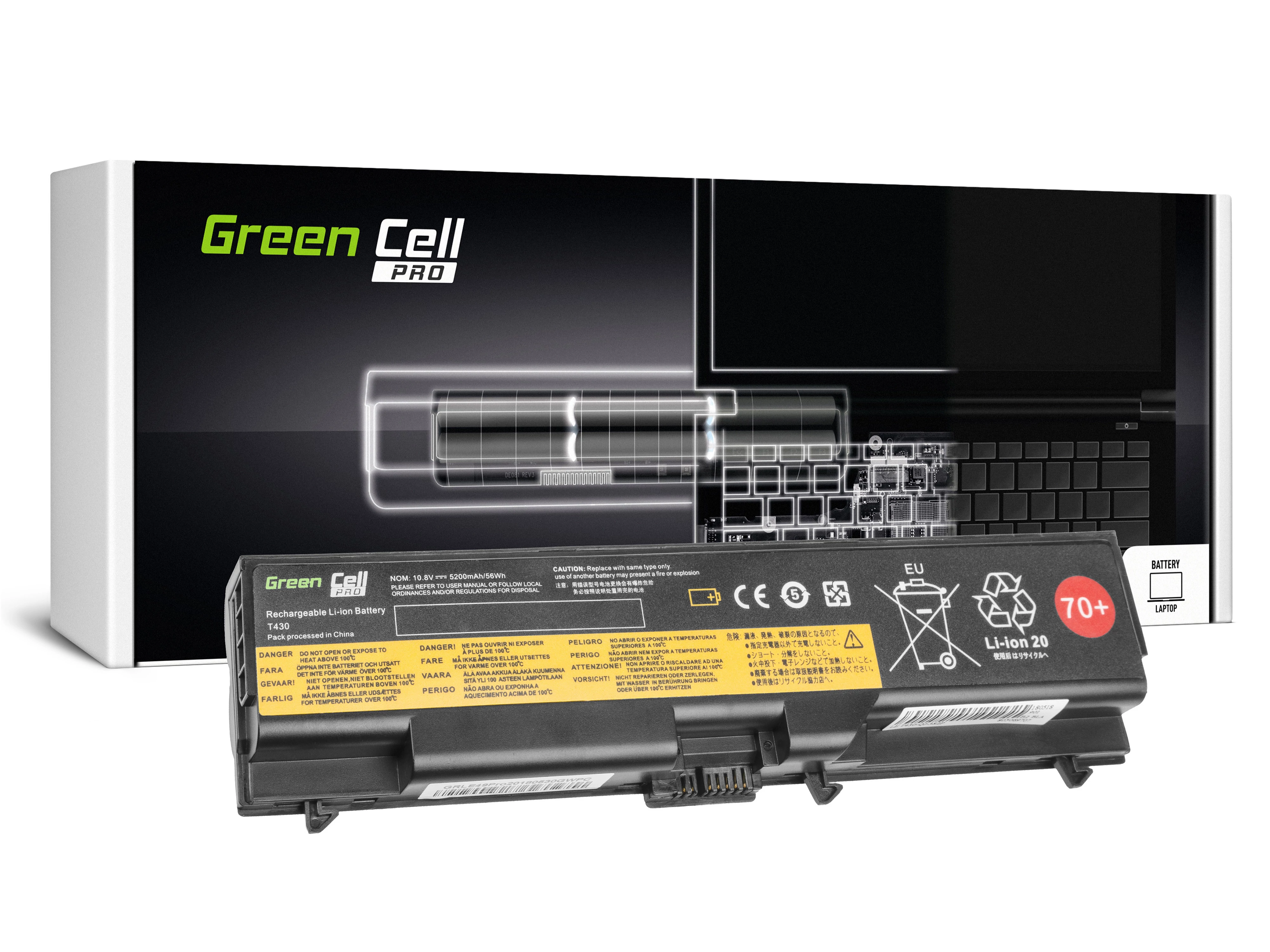 Green Cell PRO Lenovo ThinkPad L430 L530 T430 T530 W530 11.1V 5200mAh laptop akkumulátor