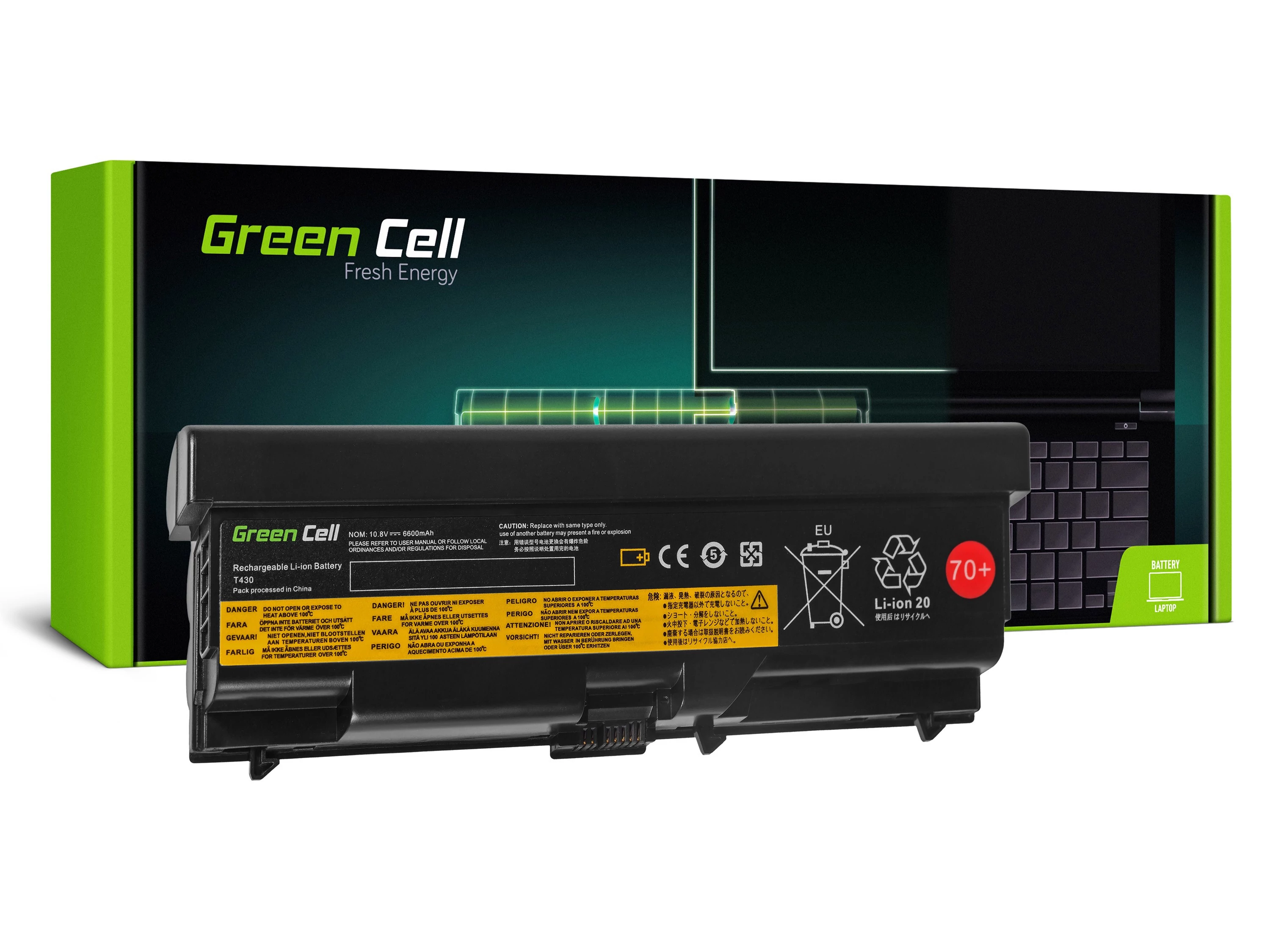 Green Cell Lenovo ThinkPad L430 L530 T430 T530 W530 11.1V 6600mAh laptop akkumulátor