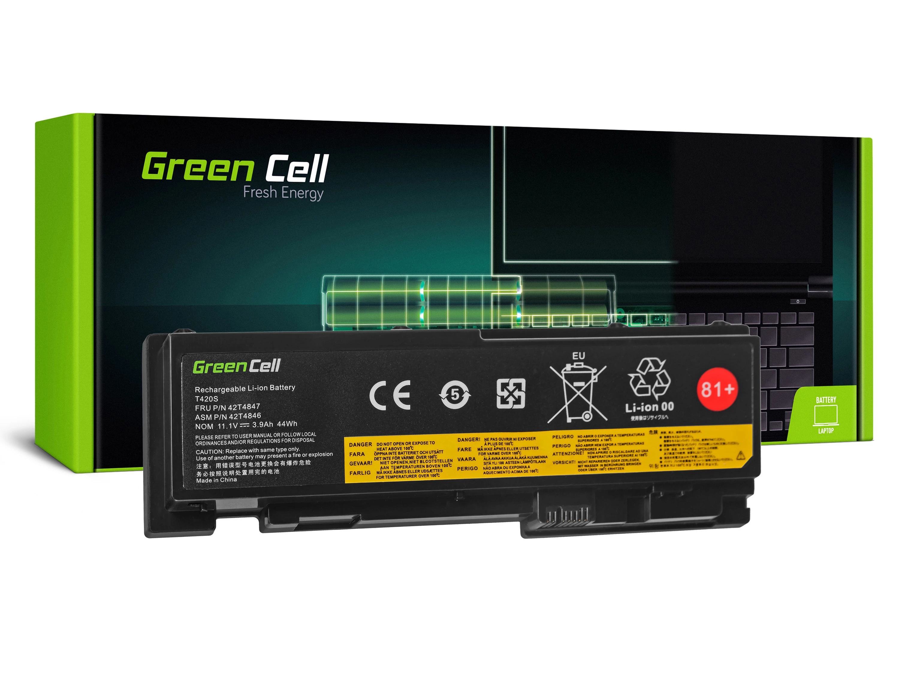 Green Cell Lenovo ThinkPad T420s T420si 14.4V 3600mAh laptop akkumulátor