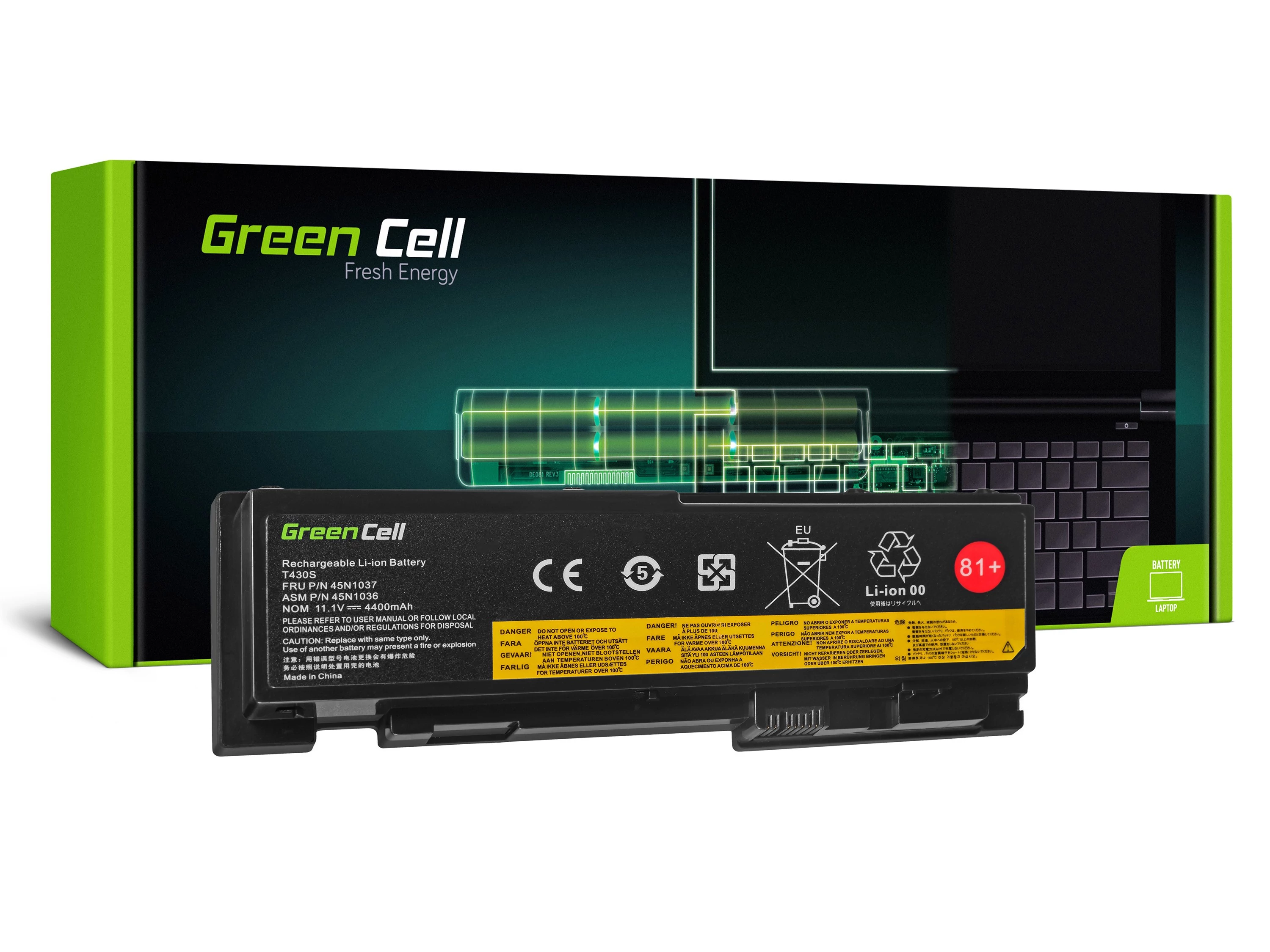 Green Cell Lenovo ThinkPad T430s T430si 11.1V 3400mAh laptop akkumulátor