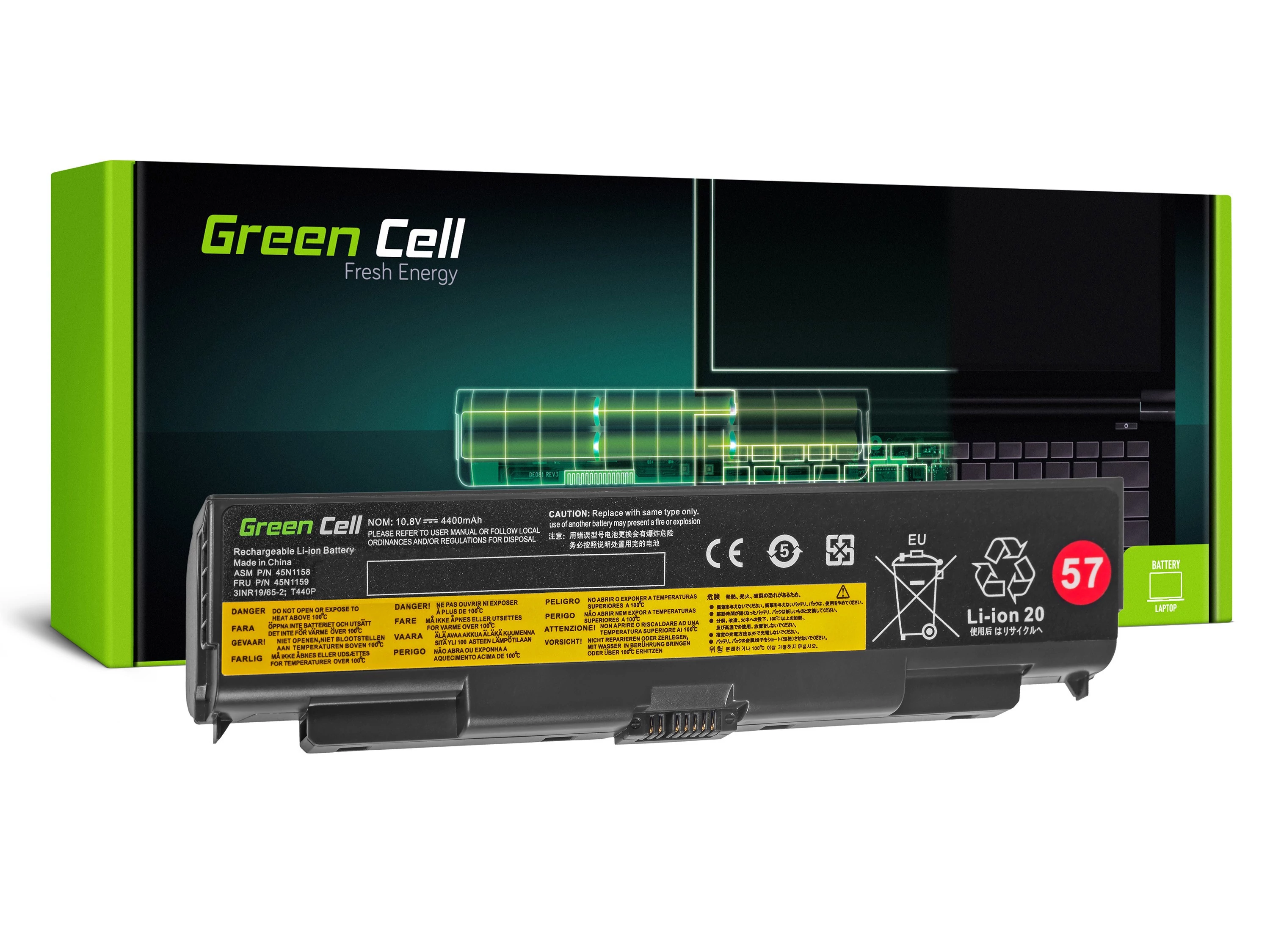 Green Cell Lenovo ThinkPad T440P T540P W540 W541 L440 L540 11.1V 4400mAh laptop akkumulátor