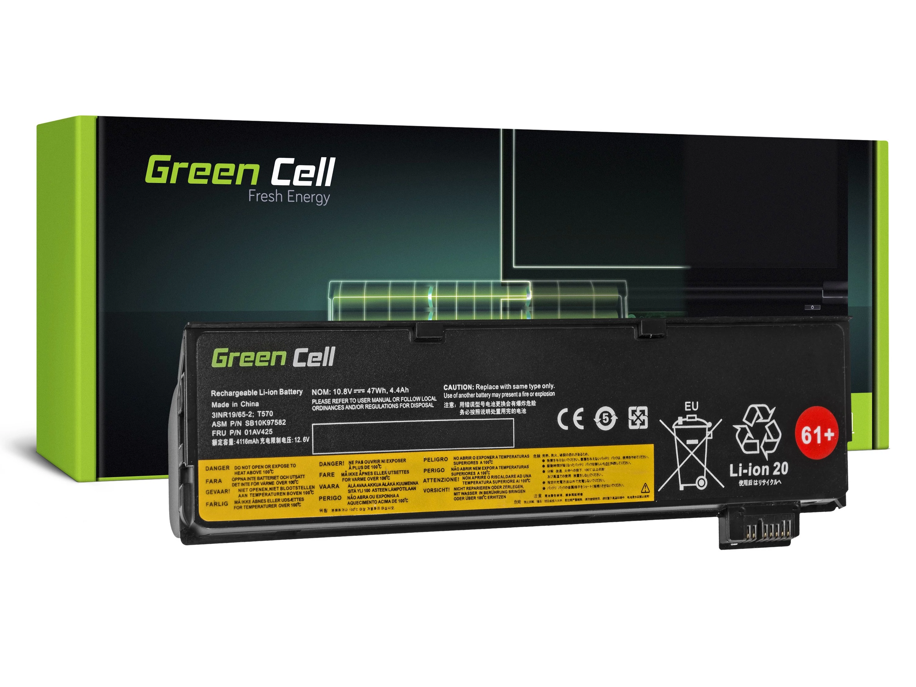 Green Cell Lenovo ThinkPad T470 T570 A475 P51S T25 11.1V 4400mAh laptop akkumulátor