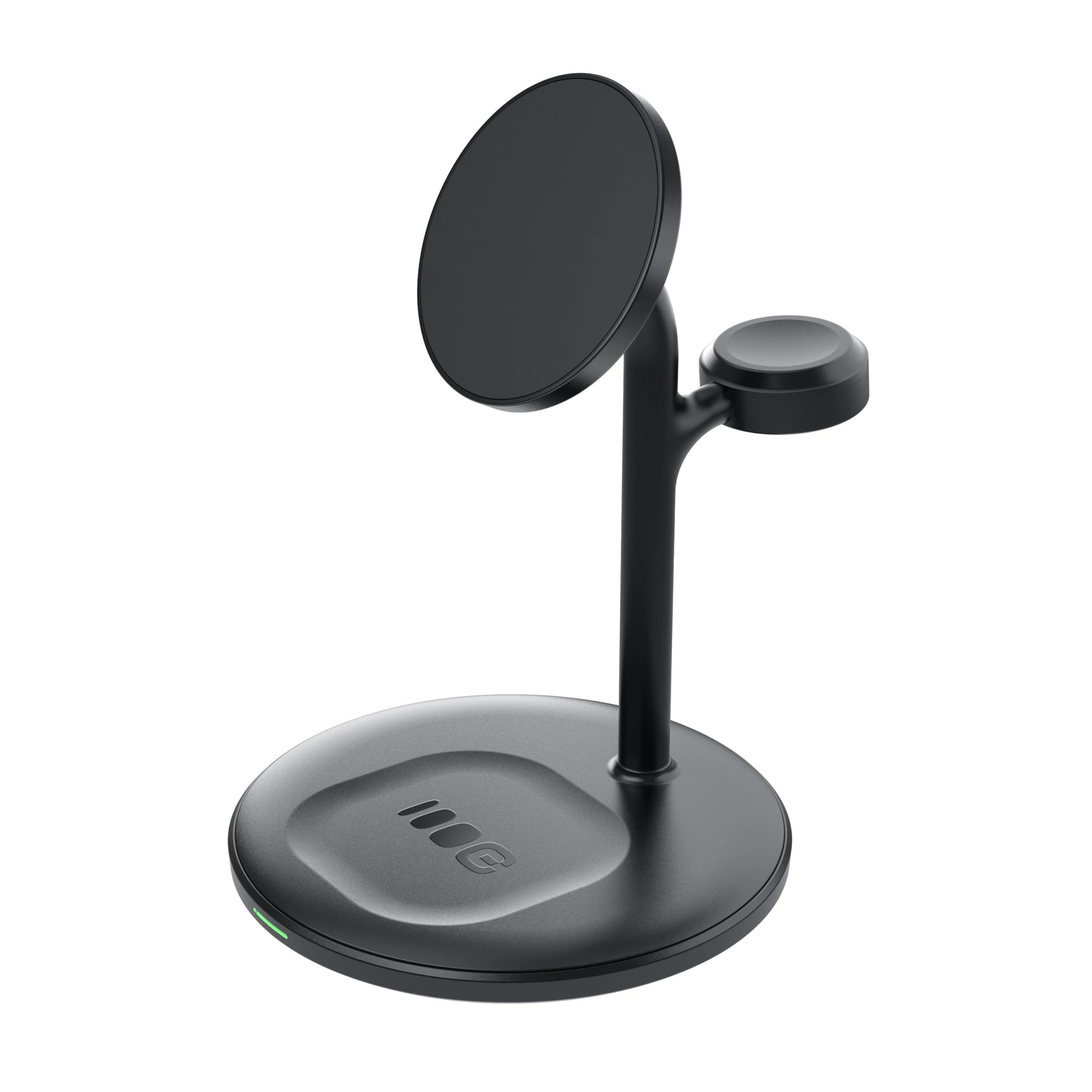 Greencell MagScape fekete indukciós töltő állvány 3-in-1 MagSafe töltő iPhone, Apple Watch, AirPods és egyéb wireless eszközökhöz