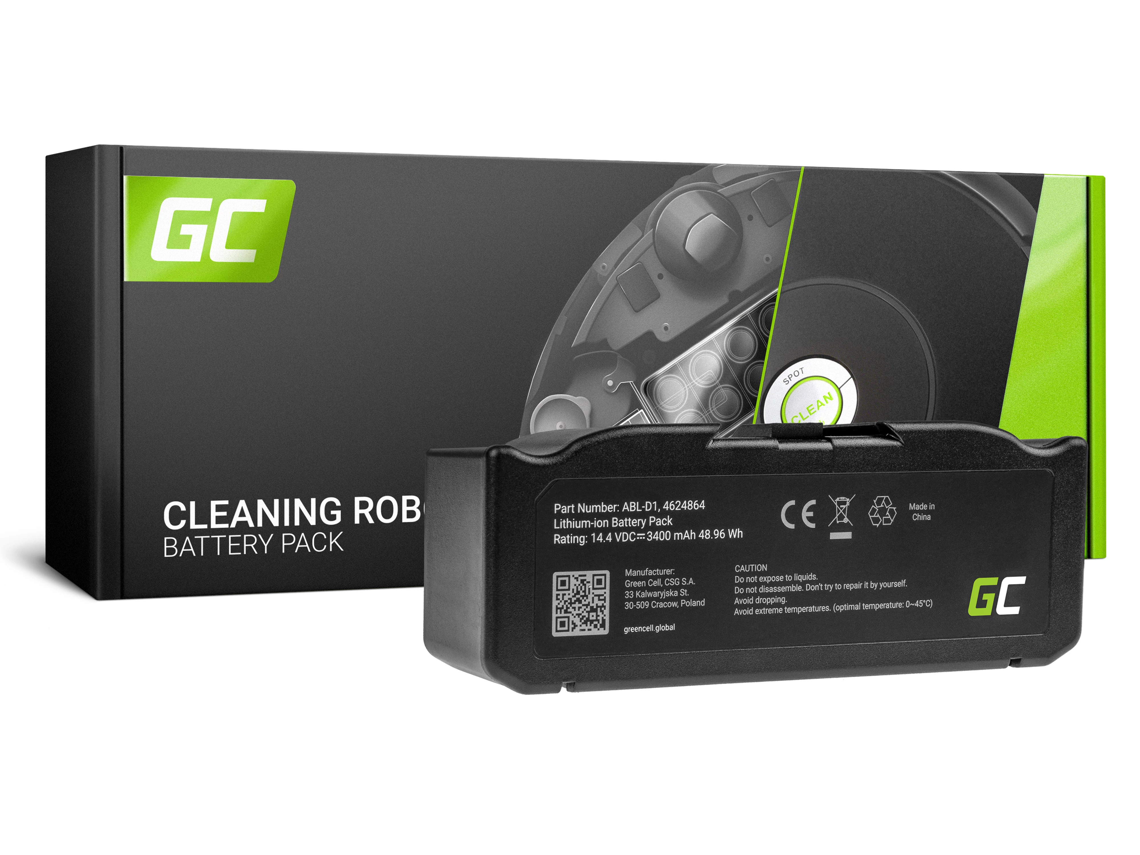 Green Cell (3.4Ah 14.4V) ABL-D1, 4624864 iRobot Roomba e5, e6, i3, i3+, i7, i7+, i8, i8+ robotporszívó akkumulátor