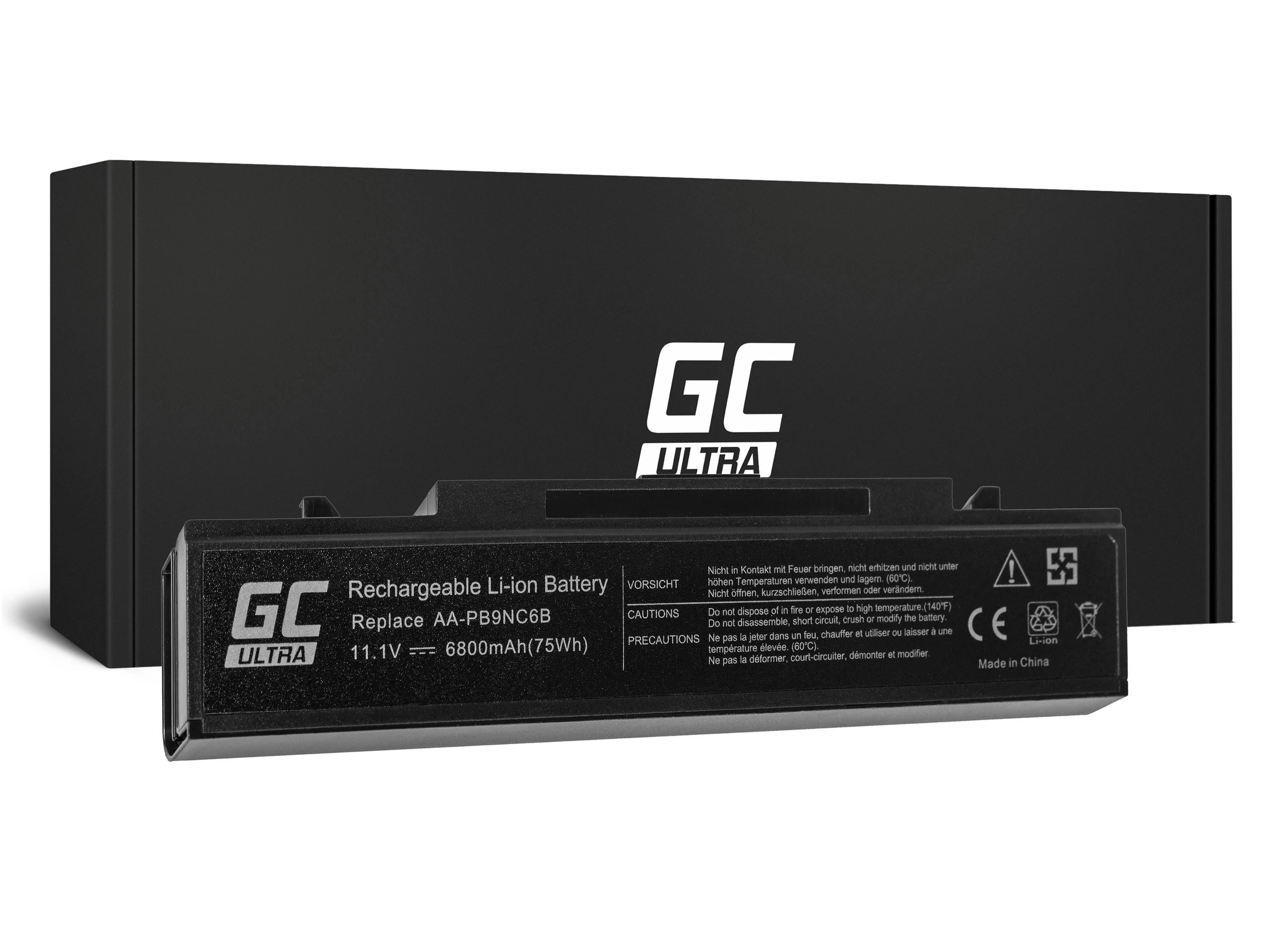 Green Cell ULTRA Samsung R519 R522 R530 R540 R580 R620 R719 R780 fekete 11.1V 6800mAh laptop akkumulátor