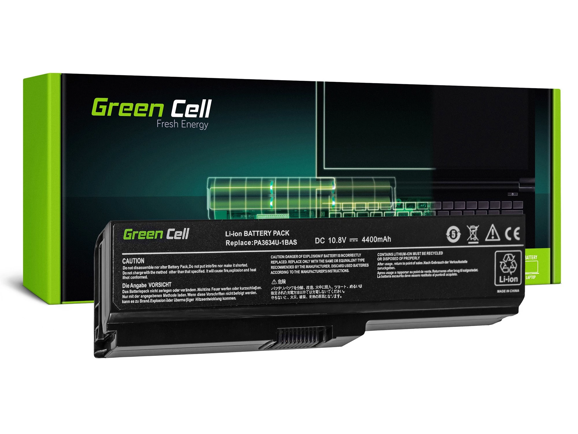 Green Cell Toshiba Satellite C650 C650D C660 C660D L650D L655 L750 PA3817U-1BRS 11.1V 4400mAh laptop akkumulátor